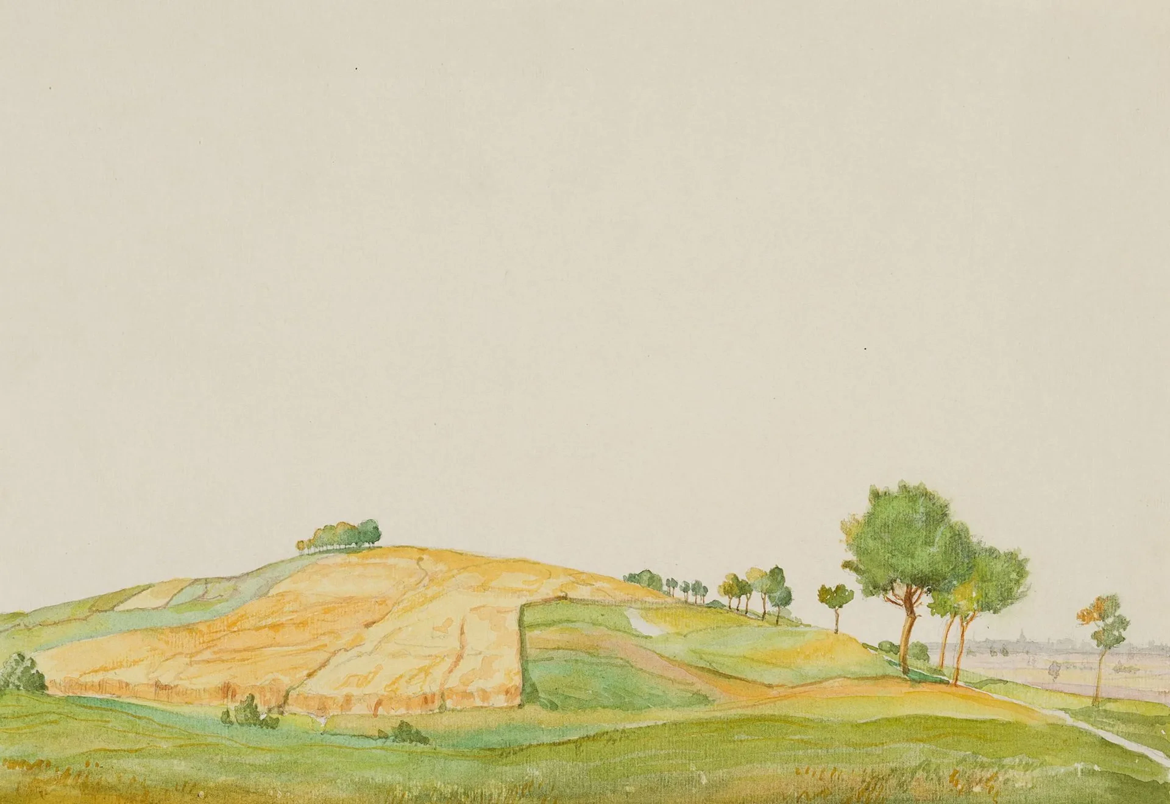 C. WALTHER (1880–1954), Fields and Trees, Watercolor Carl August Walther