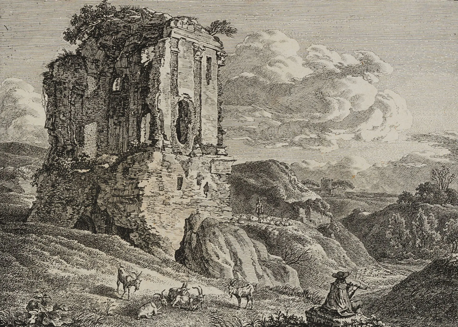 J. REINHART (1761-1847), Ancient Sepulchre in Via Nomentana, around ...