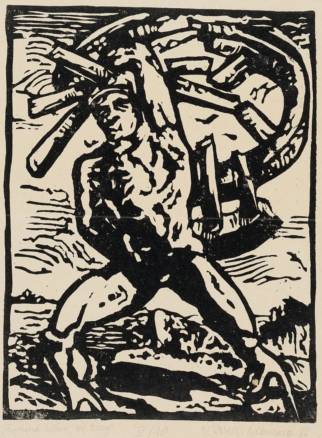 Unknown (20th), *The Broken Etching of Fortune*, 1988, linocut Unknown