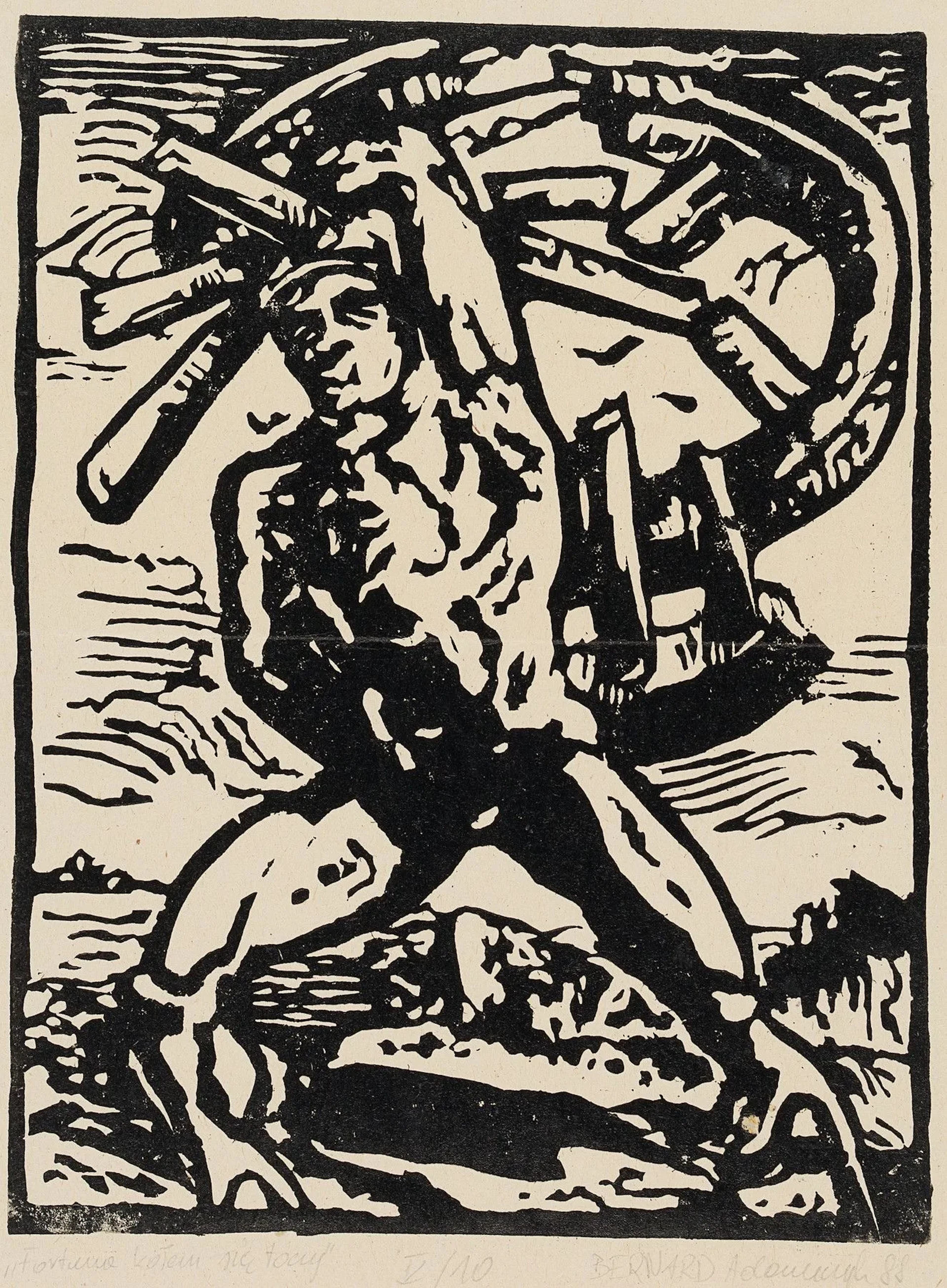Unknown (20th), *The Broken Etching of Fortune*, 1988, linocut Unknown