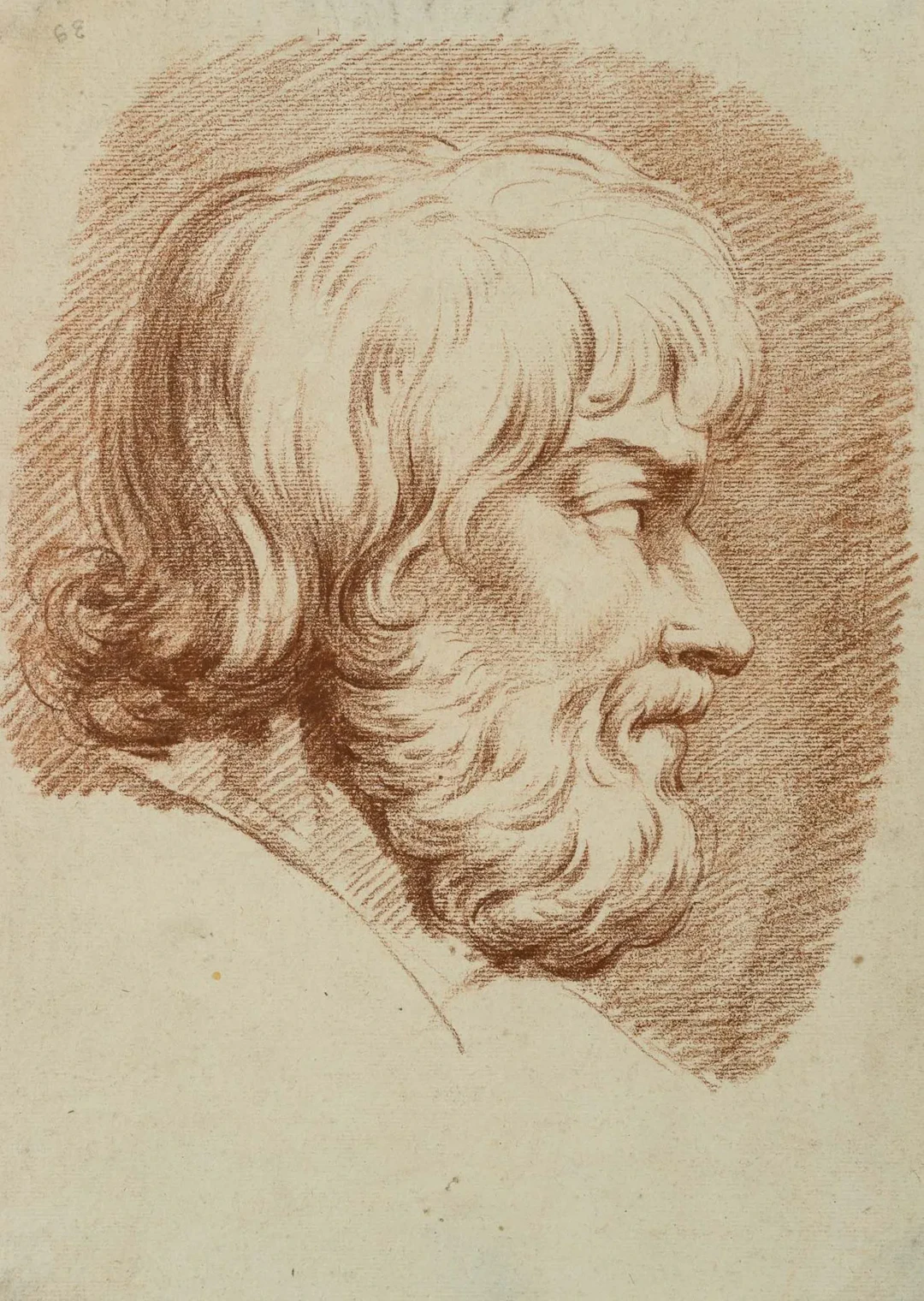 C. GRAIMBERG (*1774), A bearded man in profile, red chalk drawing
