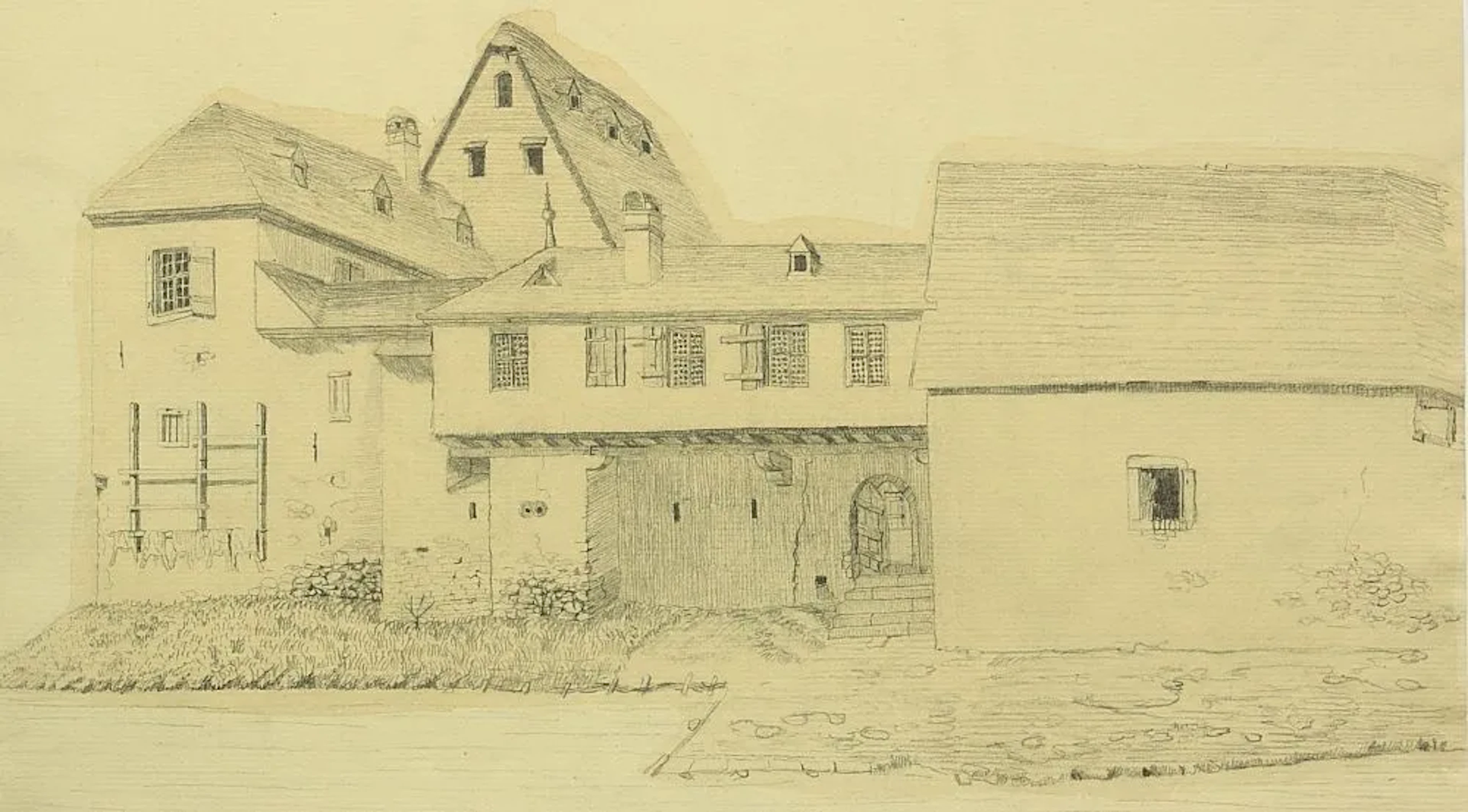 F. LUDWIG (*1828), Kühhorn’s Farm, Pencil Friedrich Wilhelm Ludwig