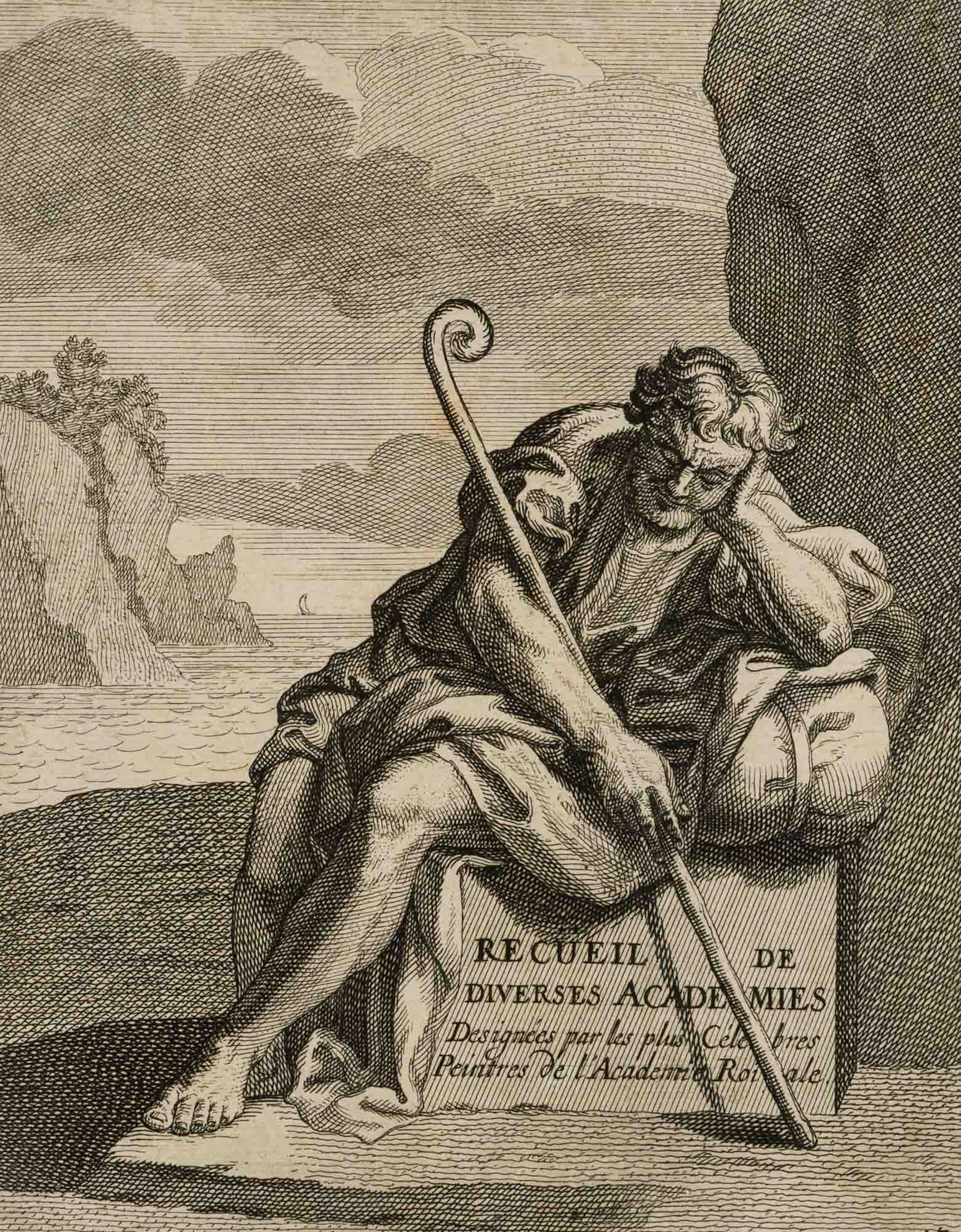 Attributed to N. GUÉRARD (*1734), Title engraving depicting a wanderer