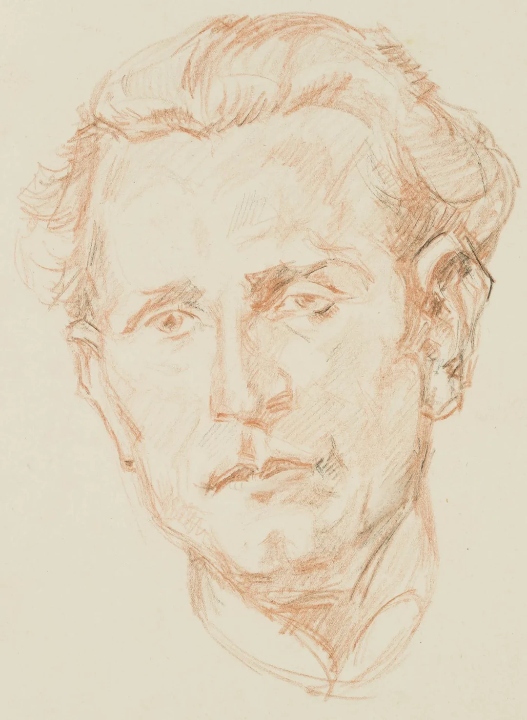 SCHEFFLER (20th), probably a self-portrait, around 1930, Red chalk