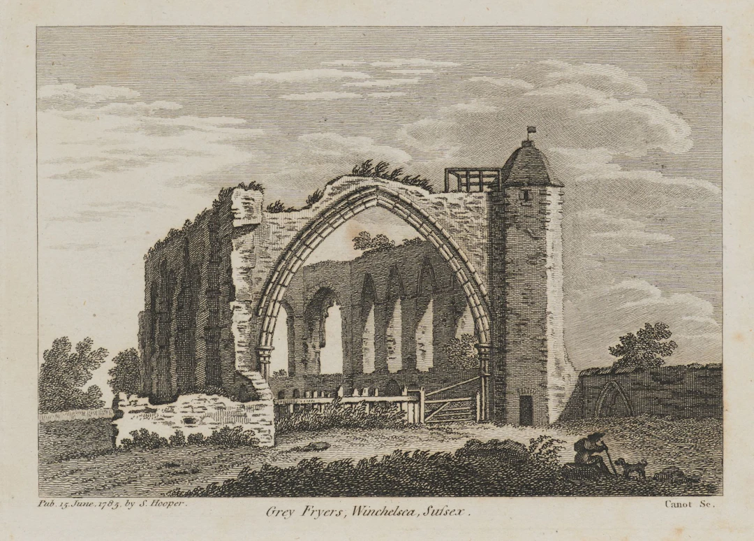 P. CANOT (1710-1777), Grey Fryers in Winchelsea, 1783, Etching Pierre