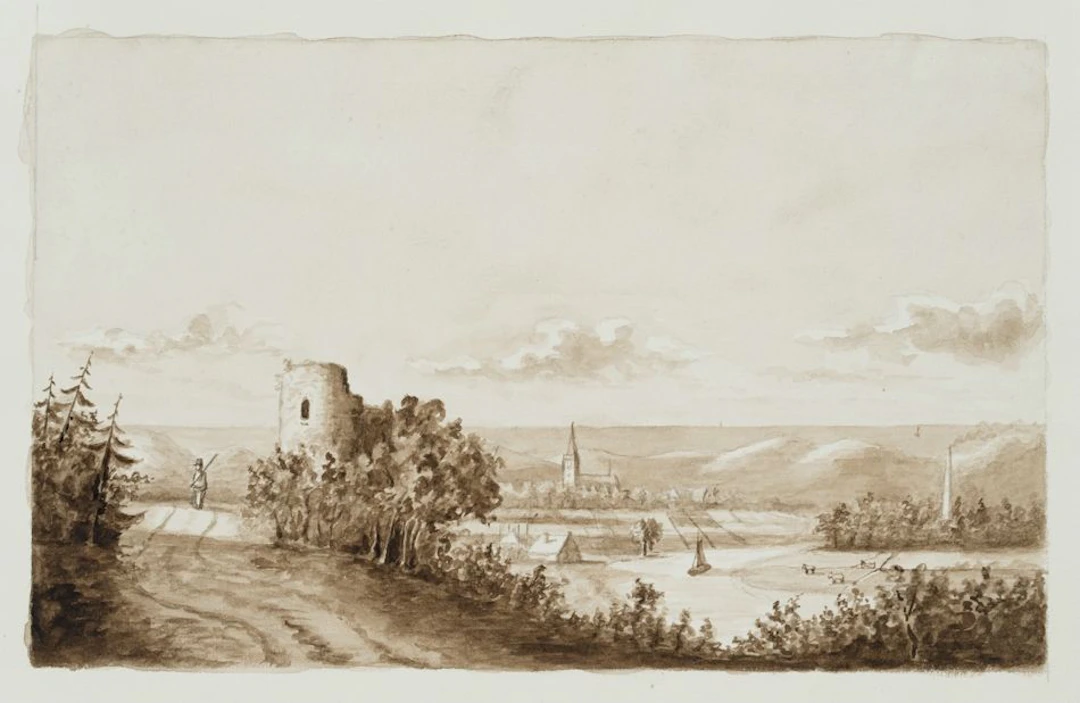 Unknown (19th century), Ruins in the Rhine Region, Brush Drawing Unknown