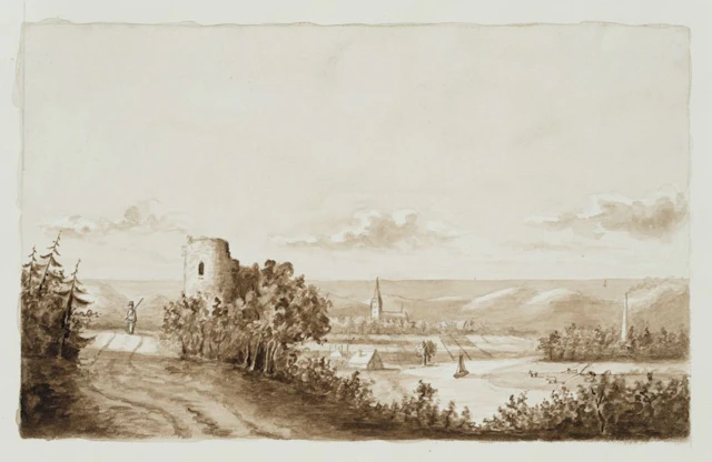 Unknown (19th century), Ruins in the Rhine Region, Brush Drawing Unknown