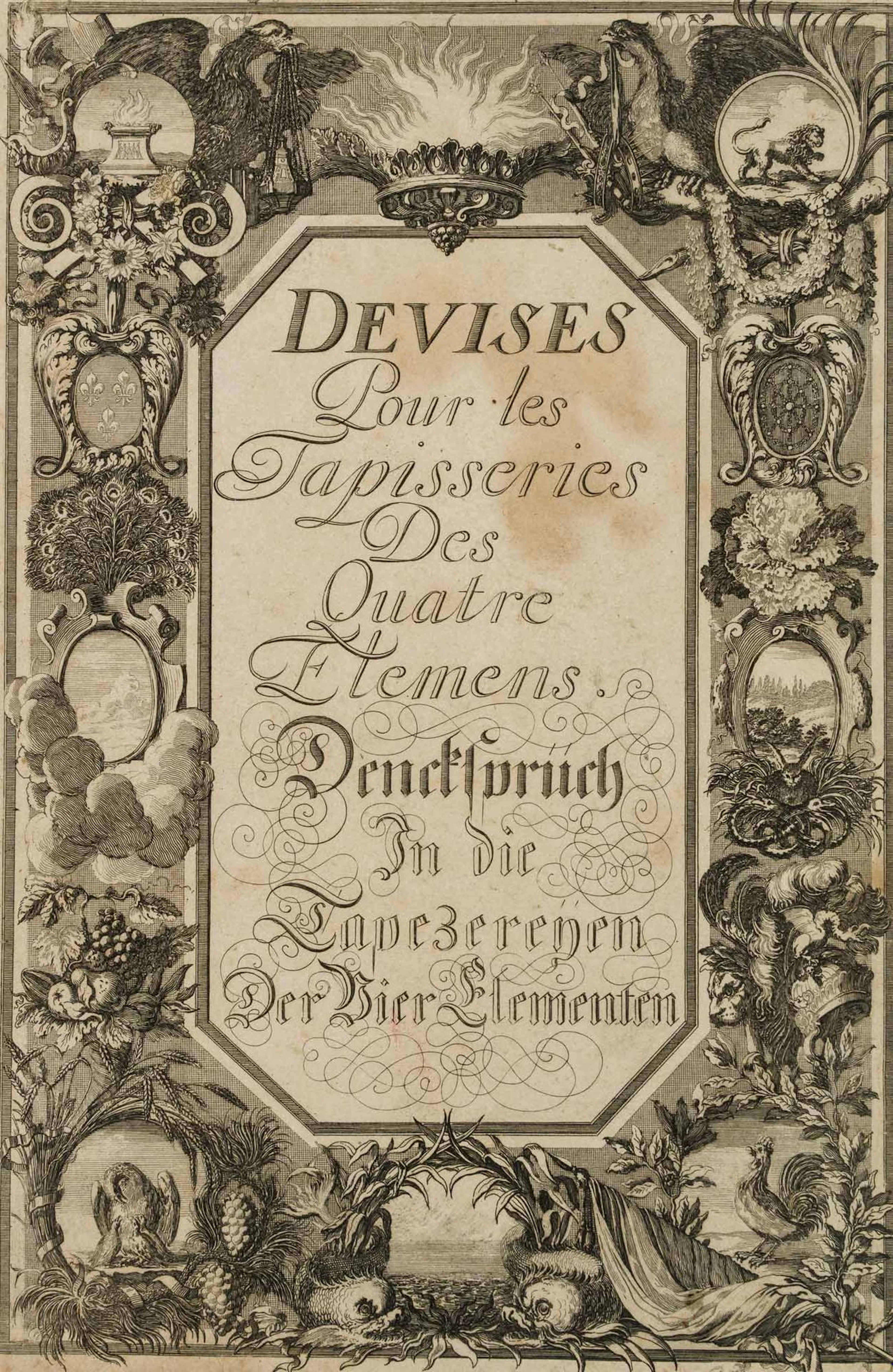 Unknown (18th), Title page for tapestries, around 1710, Copper engraving