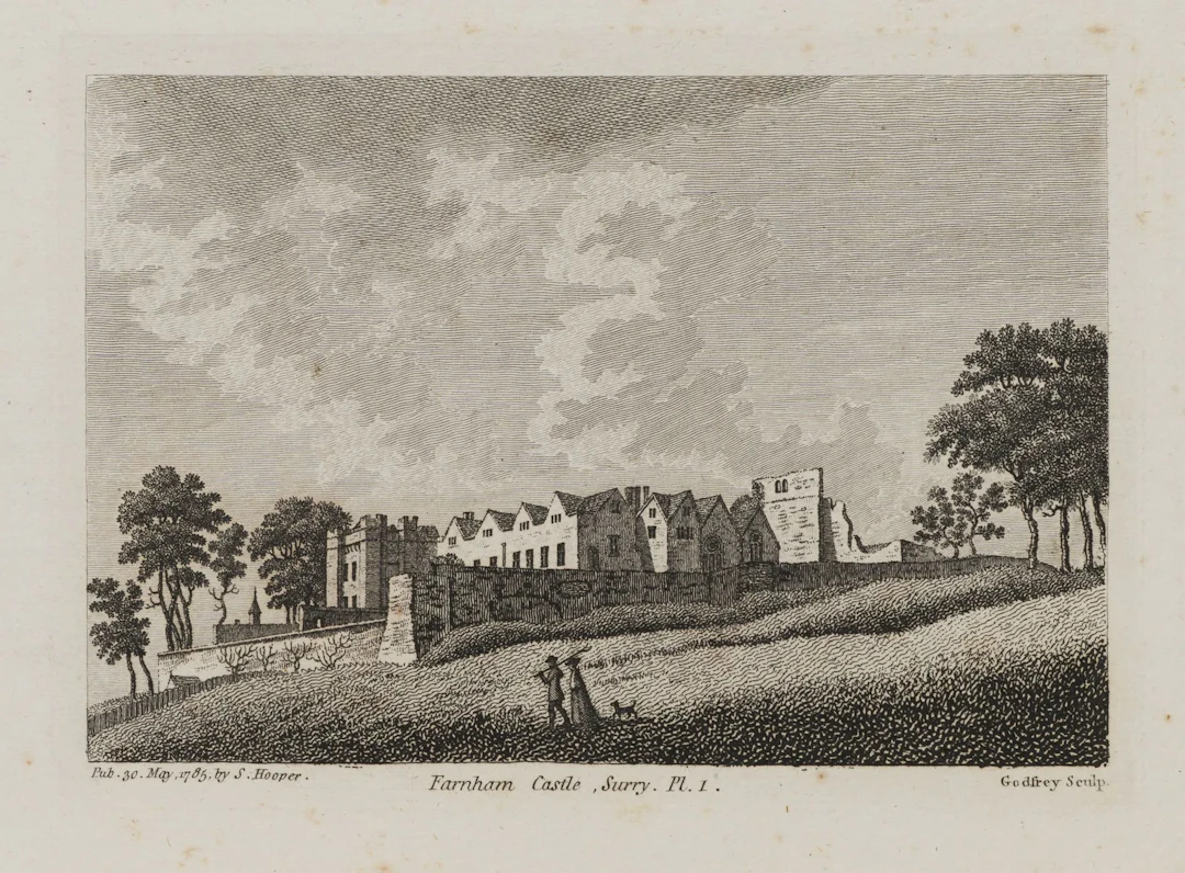 R. GODFREY (*1728), Farnham Castle, Surrey, Etching Richard Bernard