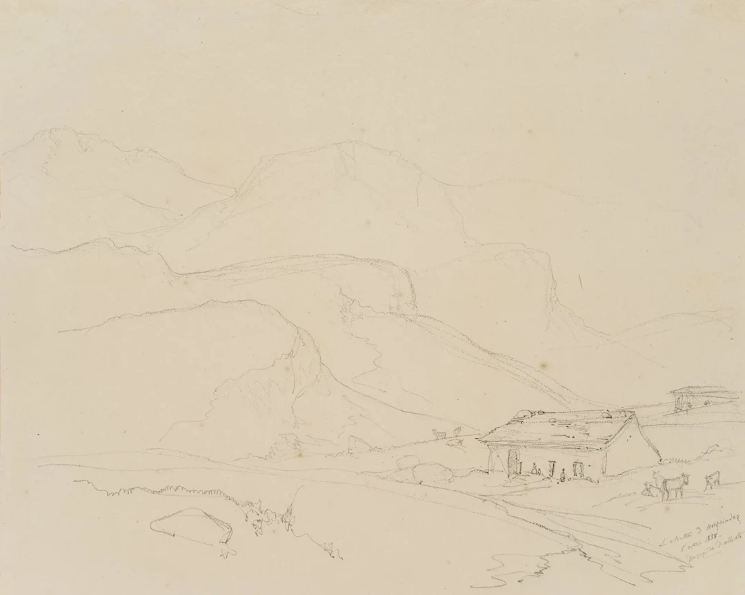 E. BRETENIÈRES (*1804), Mountain hut in Les Diablerets, Switzerland