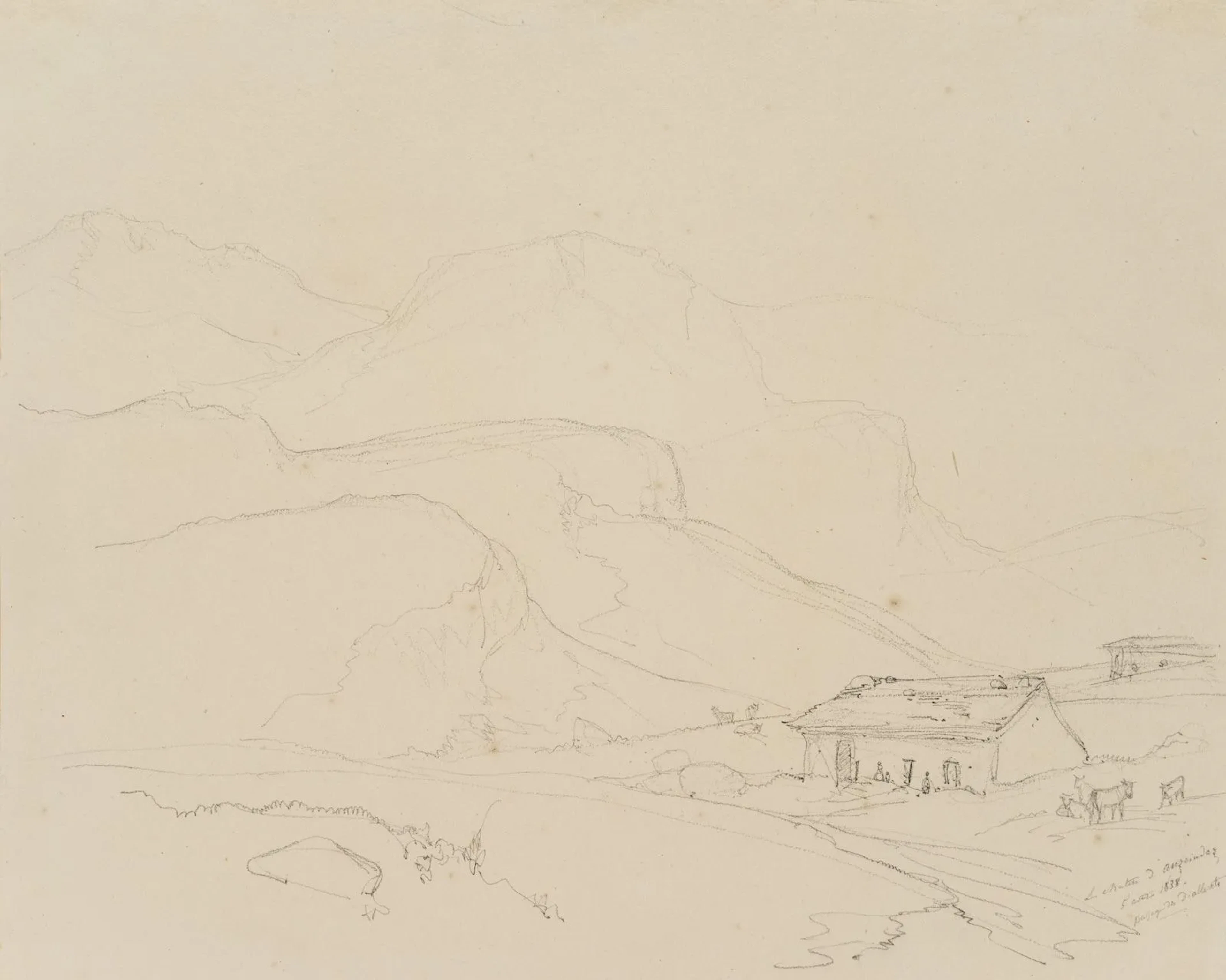 E. BRETENIÈRES (*1804), Mountain hut in Les Diablerets, Switzerland