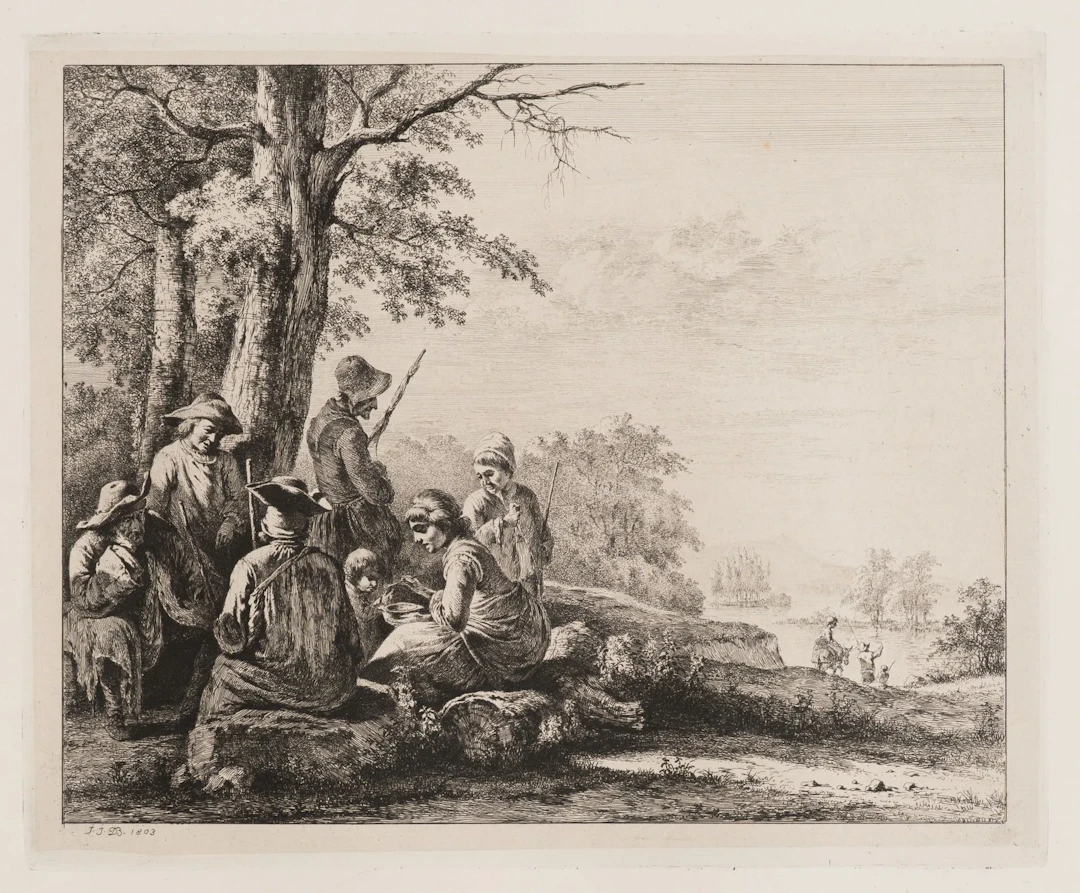 J. BOISSIEU (1736–1810), Farmers Resting Under the Trees, 1803, etching