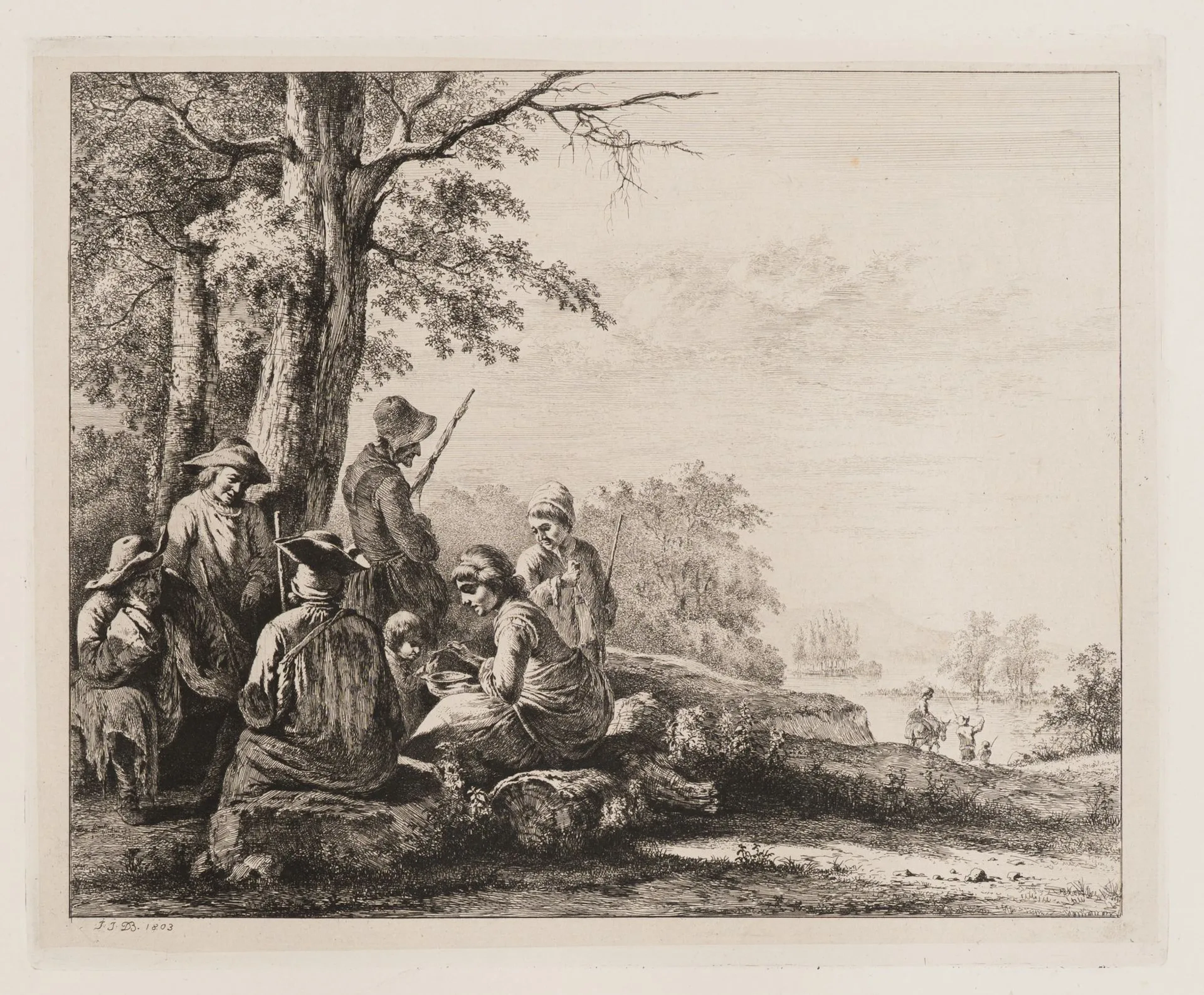 J. BOISSIEU (1736–1810), Farmers Resting Under the Trees, 1803, etching