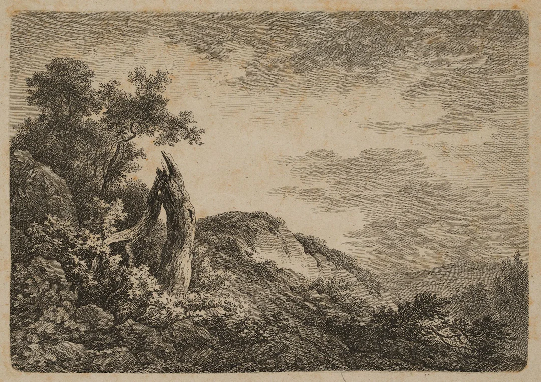F. GABET (1765–1847), Landscape with a Tree Stump, around 1800, Etching