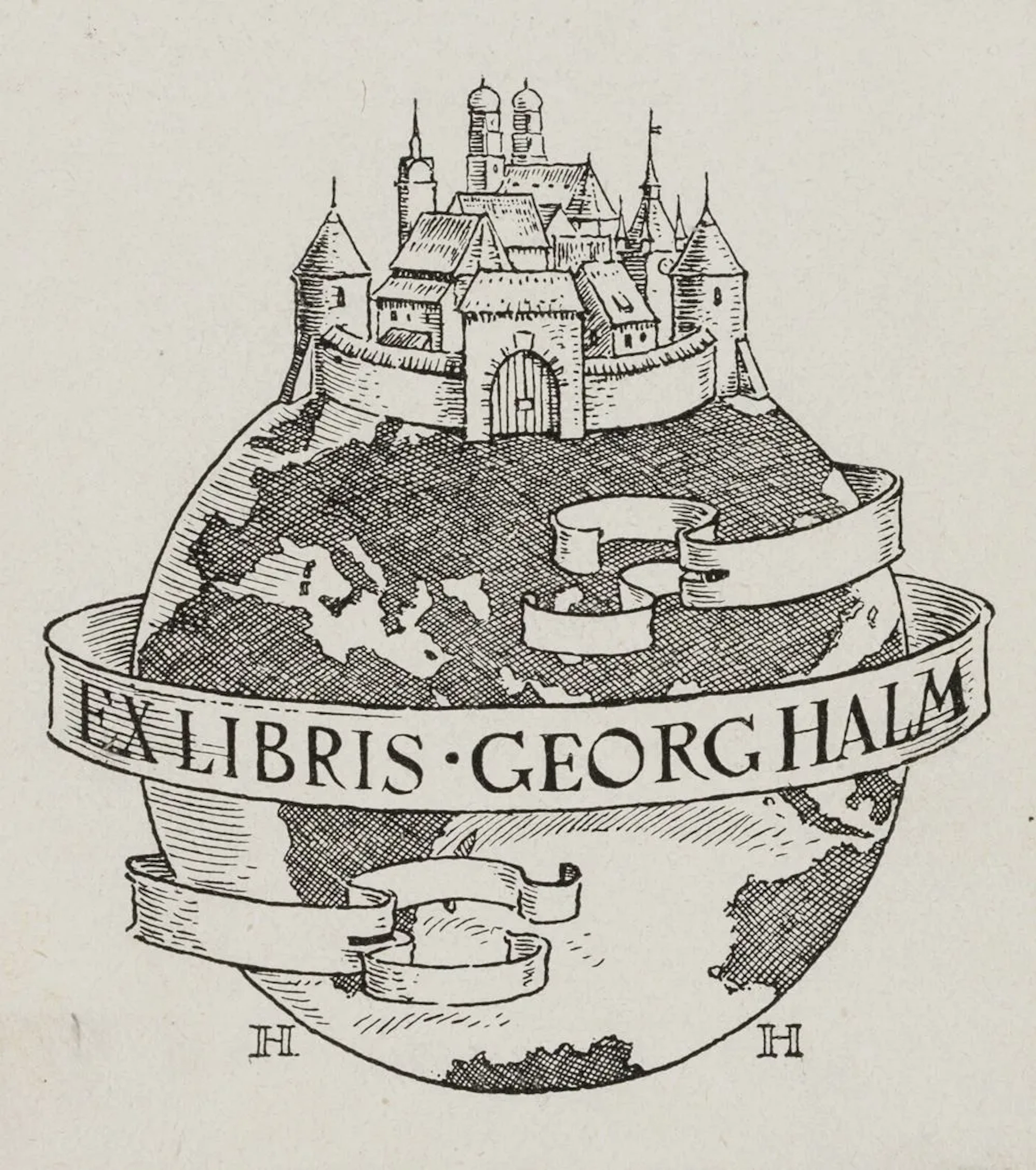 H. HALM (19th), Bookplate by Georg Halm, Munich, circa 1915, Woodcut