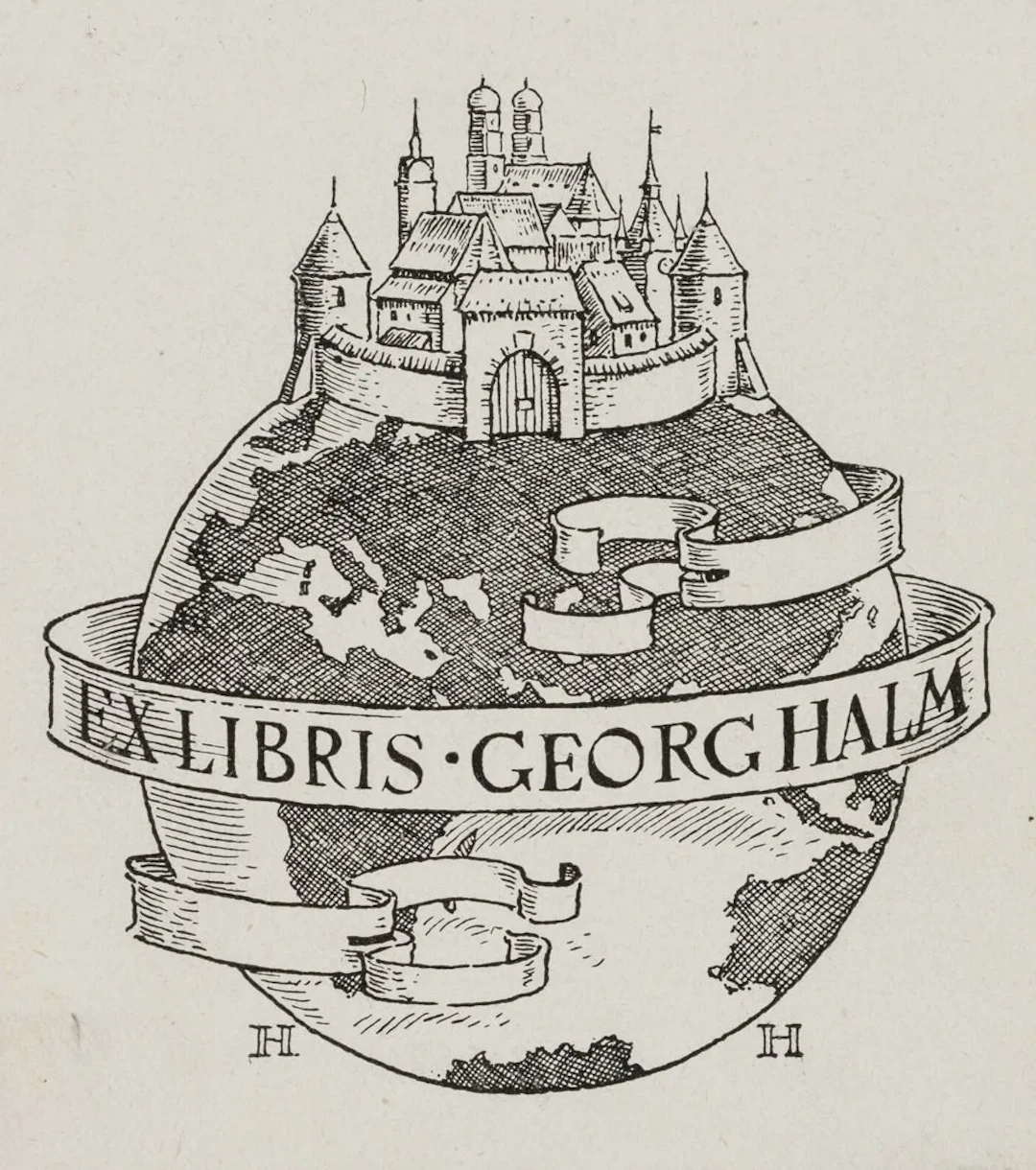 H. HALM (19th), Bookplate by Georg Halm, Munich, circa 1915, Woodcut