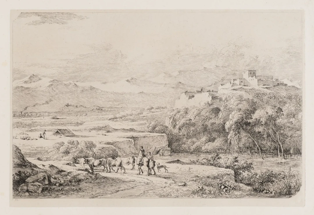J. BOISSIEU (*1736) after CABEL (*1630), Travelers with Livestock