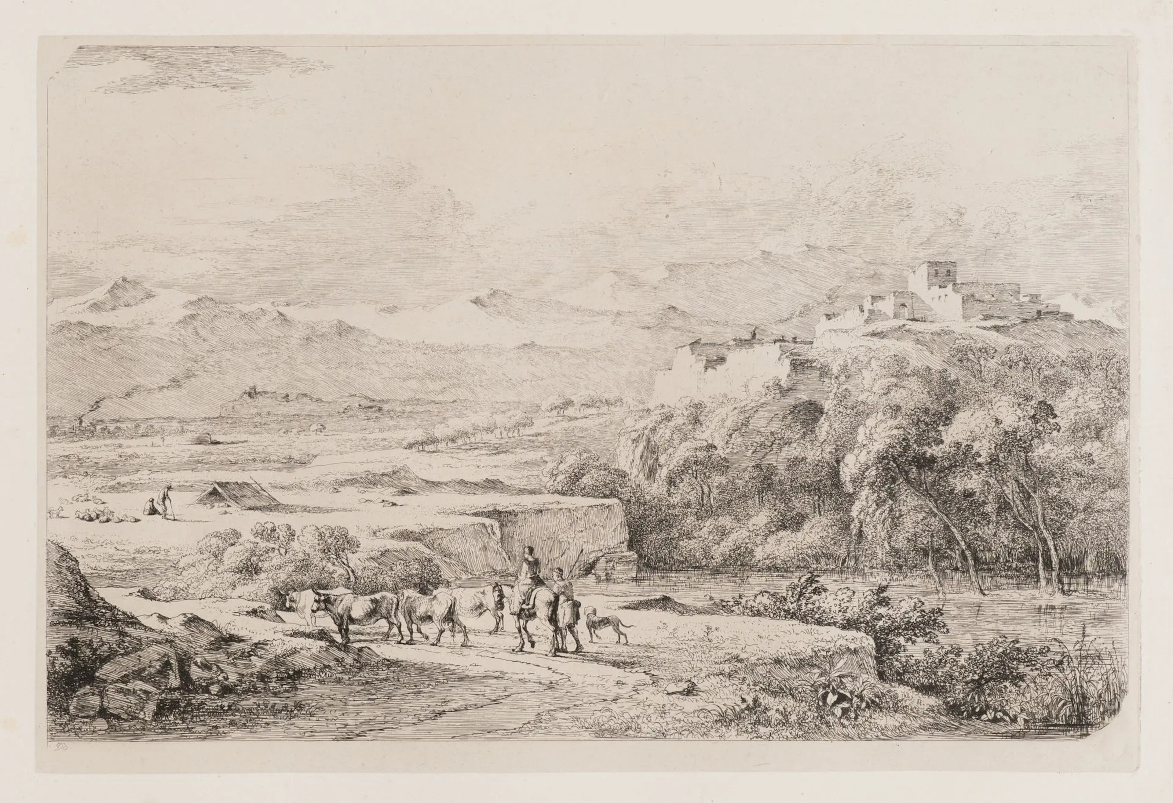 J. BOISSIEU (*1736) after CABEL (*1630), Travelers with Livestock