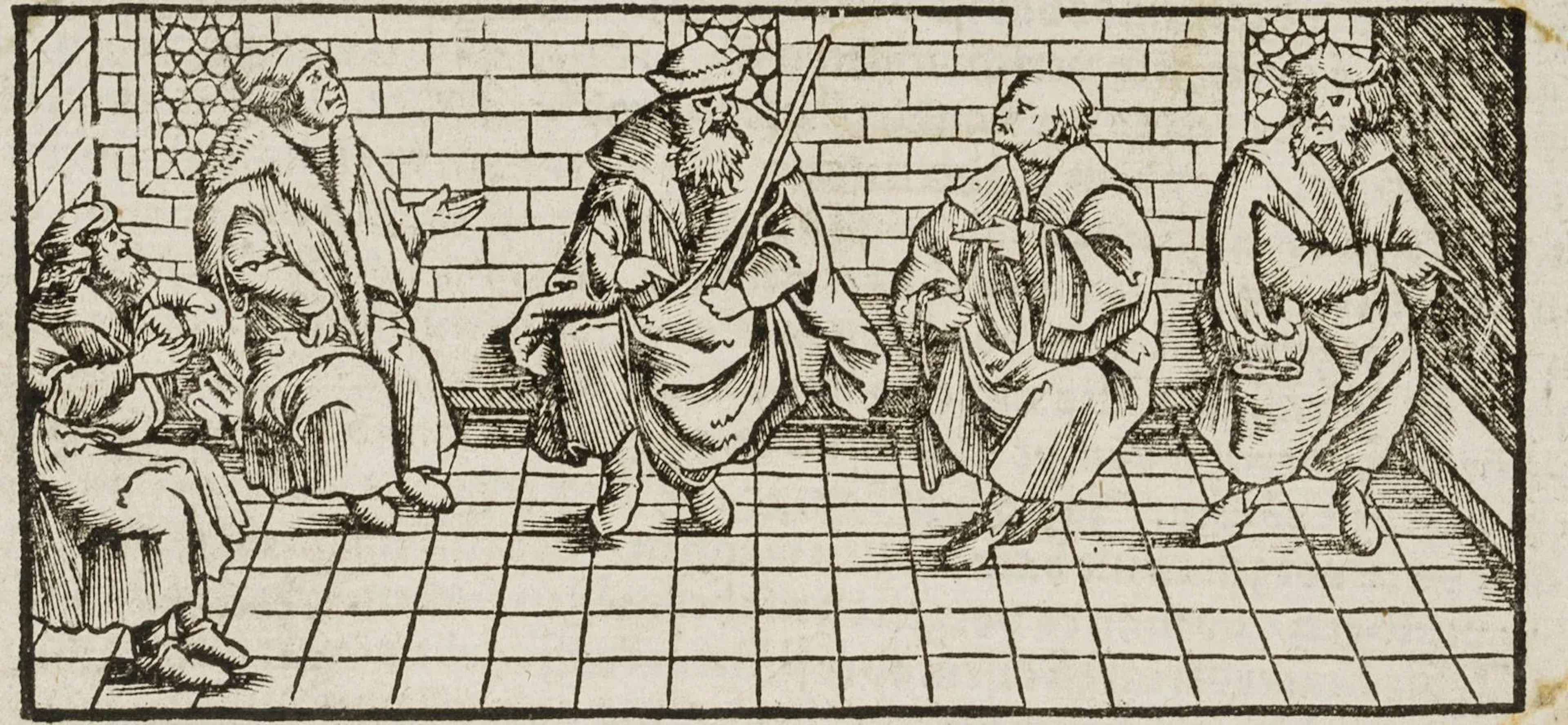 Unknown (16th century), Biblical illustration, scholarly debate, woodcut