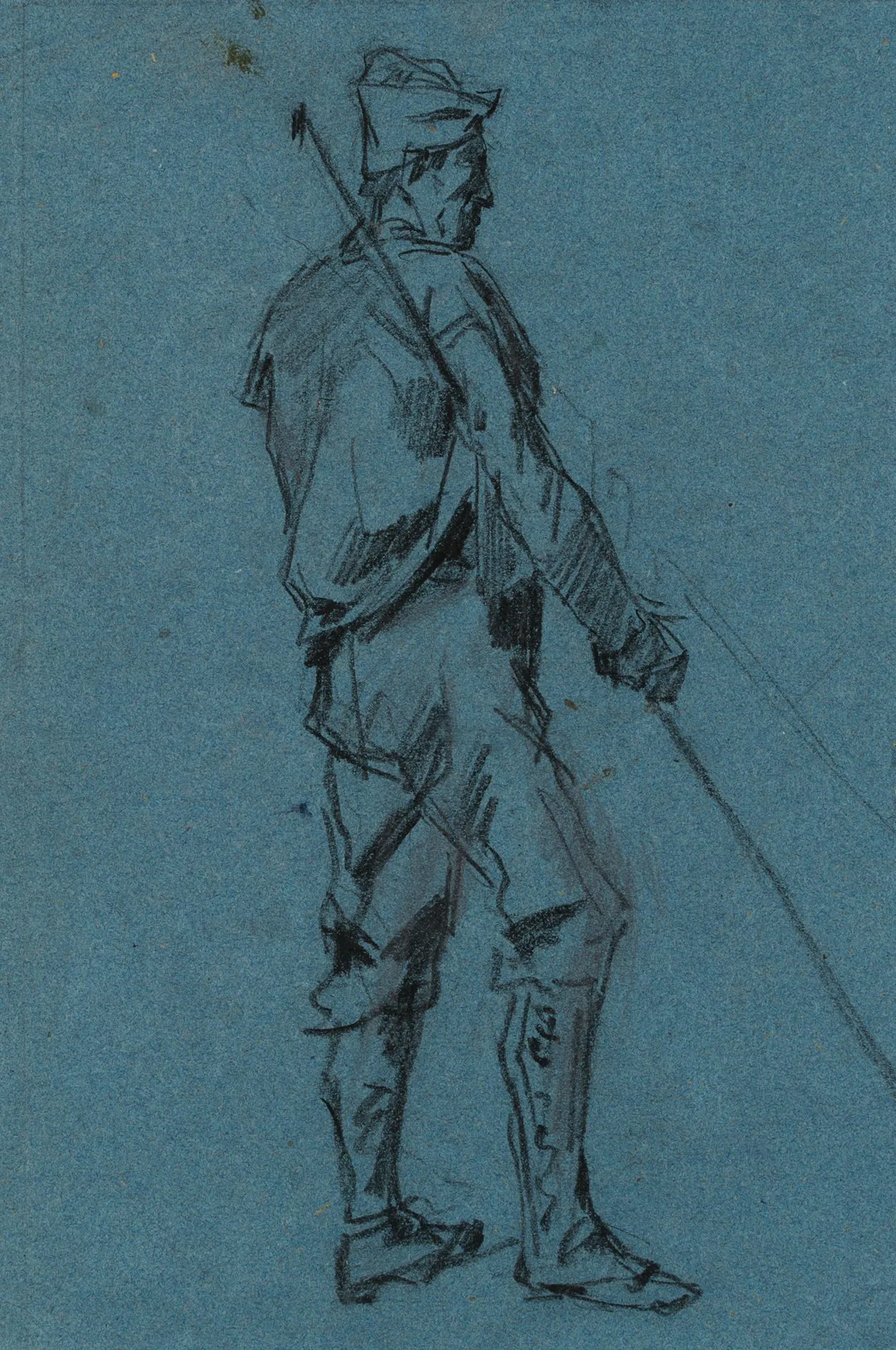 A. FONTAINE (*1815), Figure studies: a boatman and a shepherd, Charcoal
