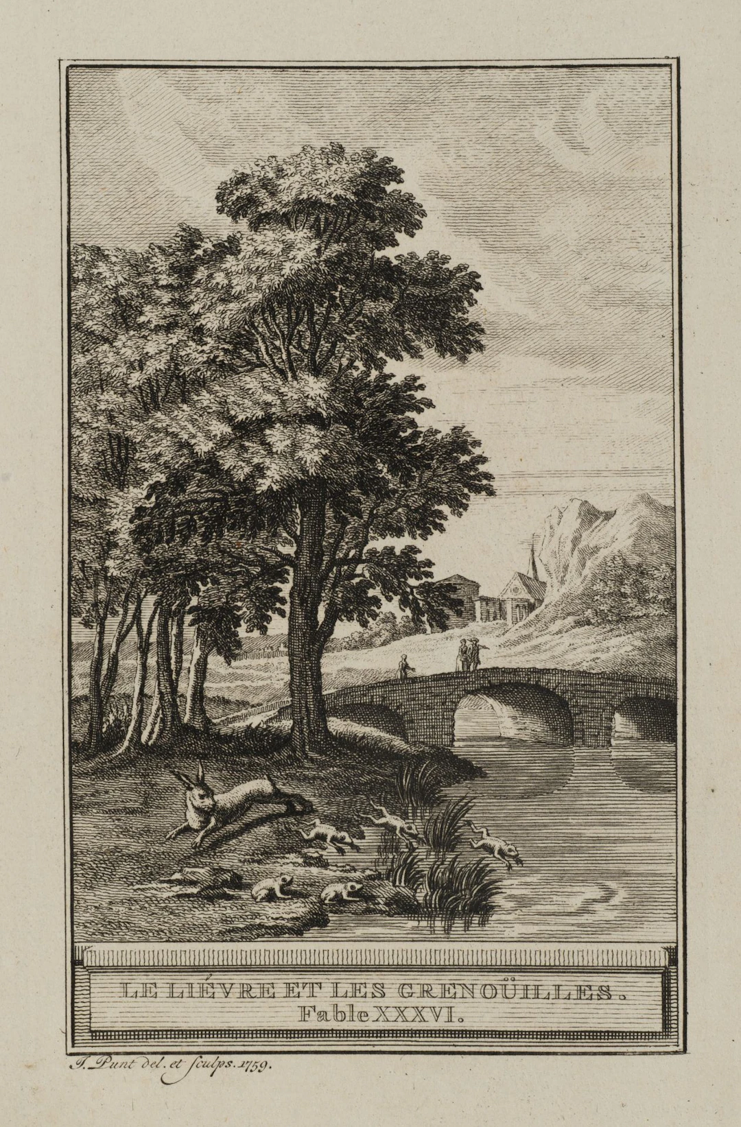 J. PUNT (1711–1779), Hare and Frogs, 1759, Etching Jan Punt (1711–1779):