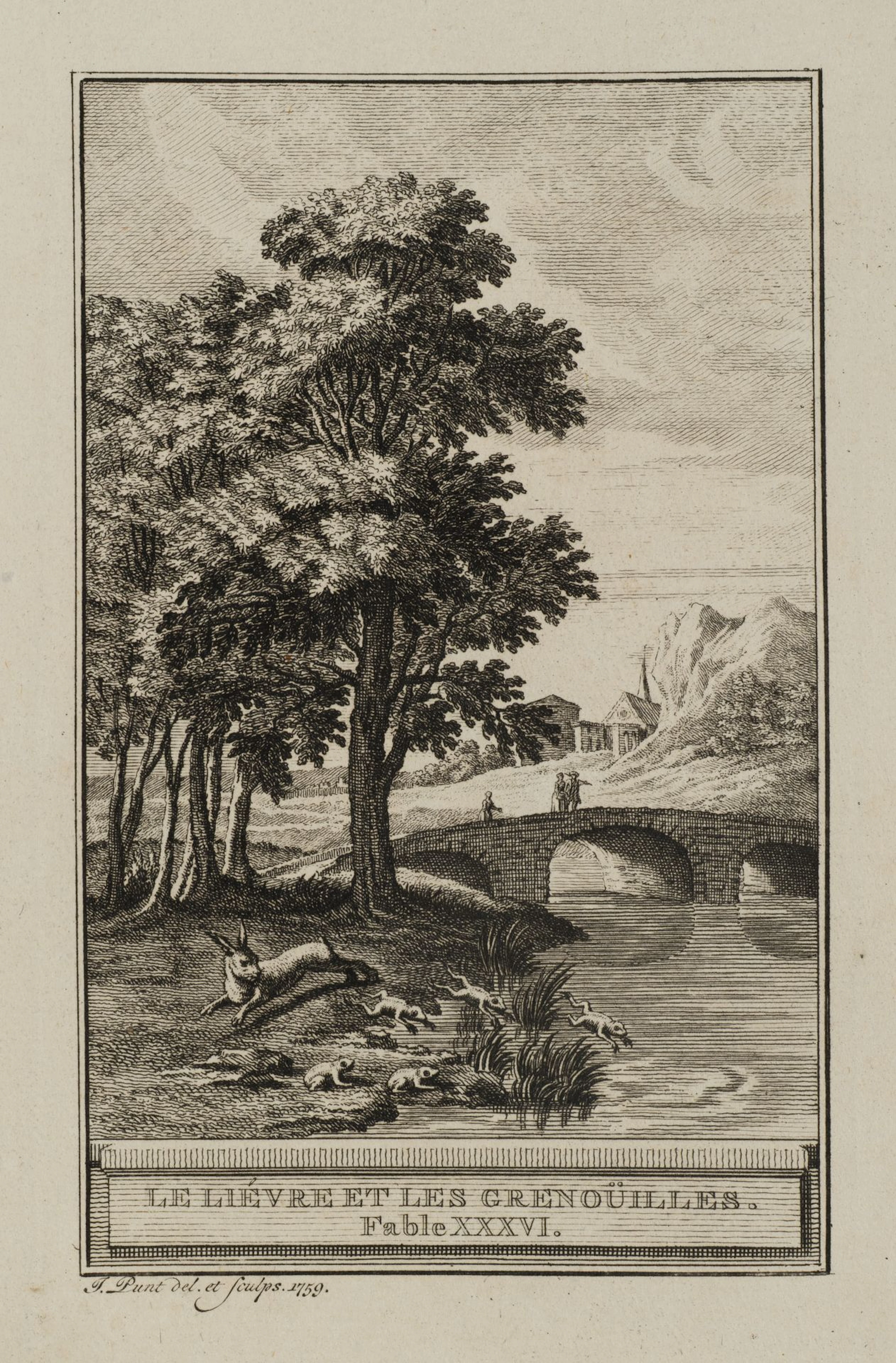 J. PUNT (1711–1779), Hare and Frogs, 1759, Etching Jan Punt (1711–1779):
