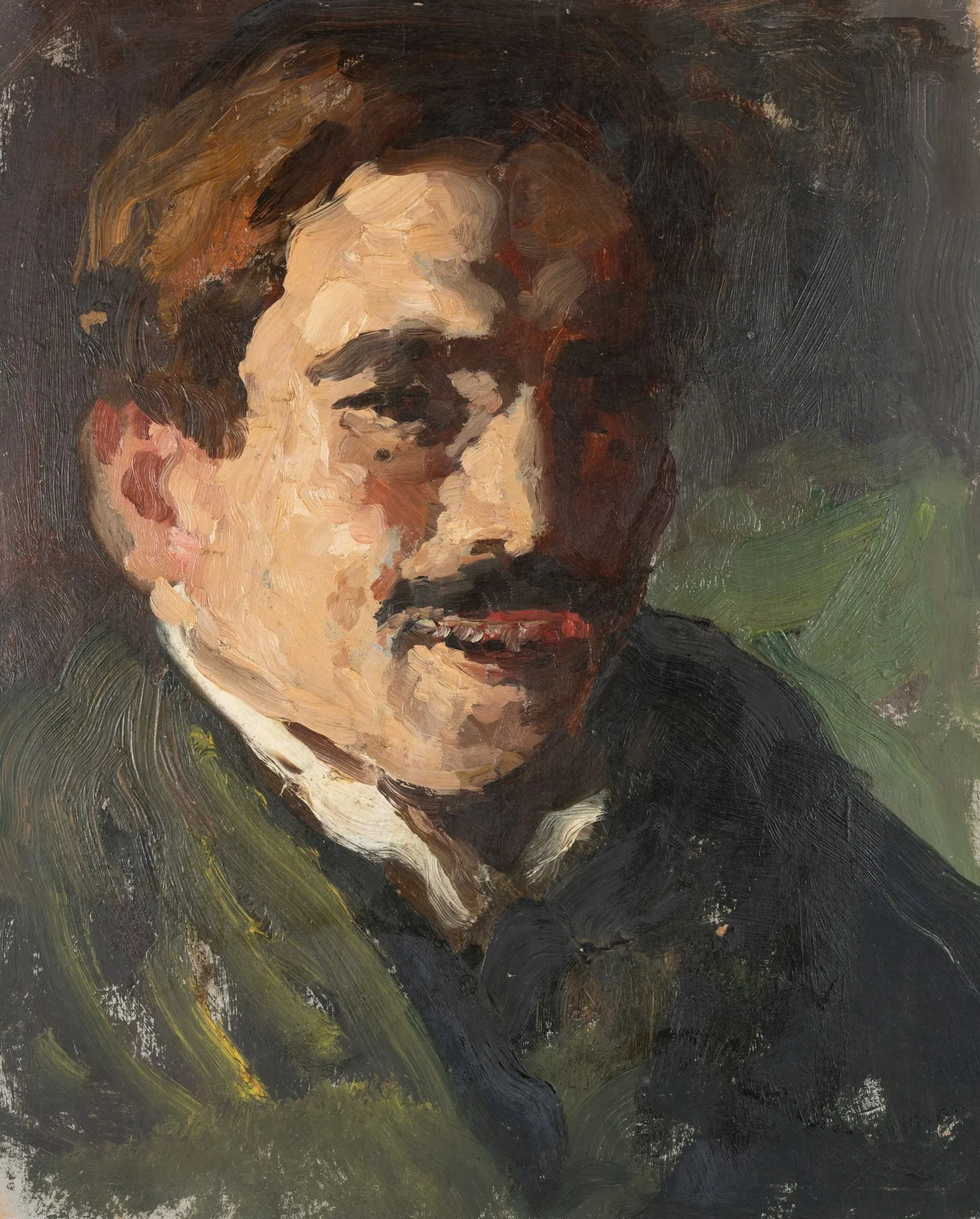P. SCHROETER (*1866), Self-portrait against a dark background, circa