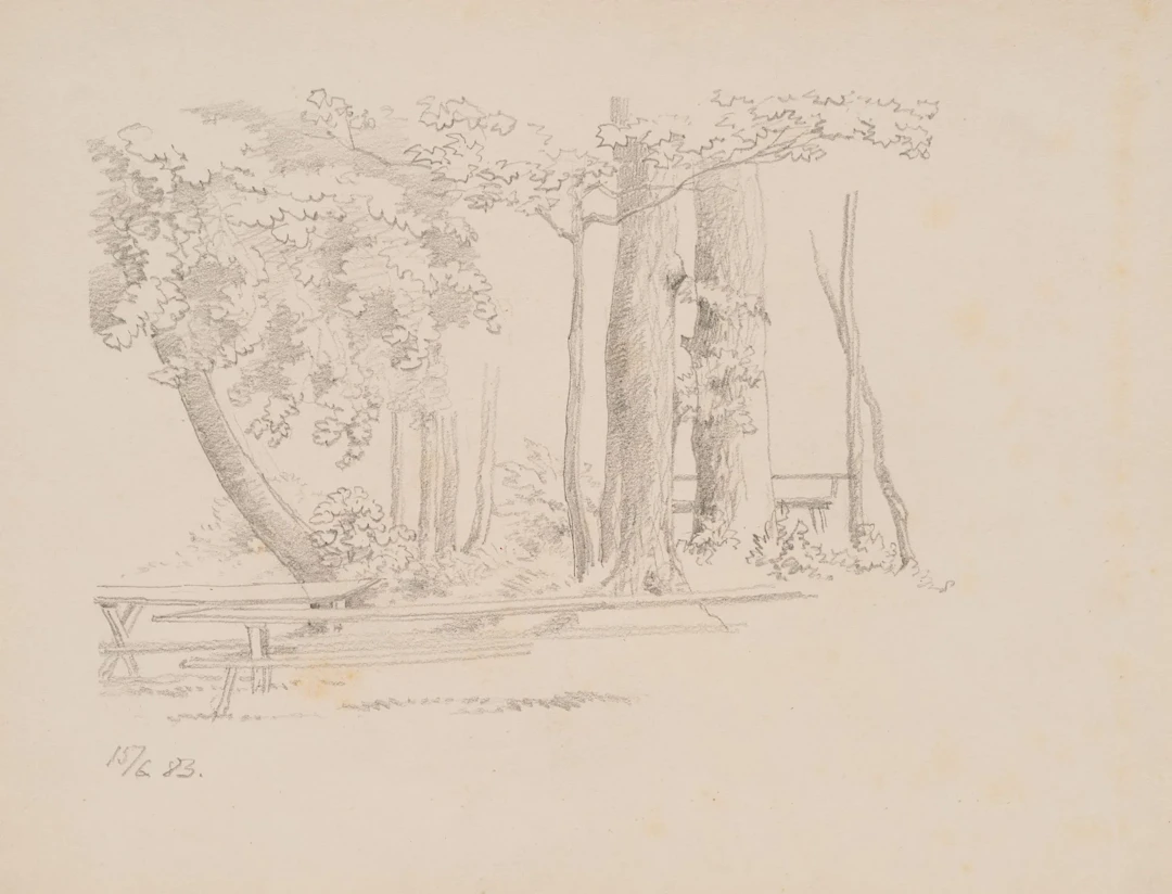Unknown (19th century), Rest area under the trees, 1883, pencil Unknown
