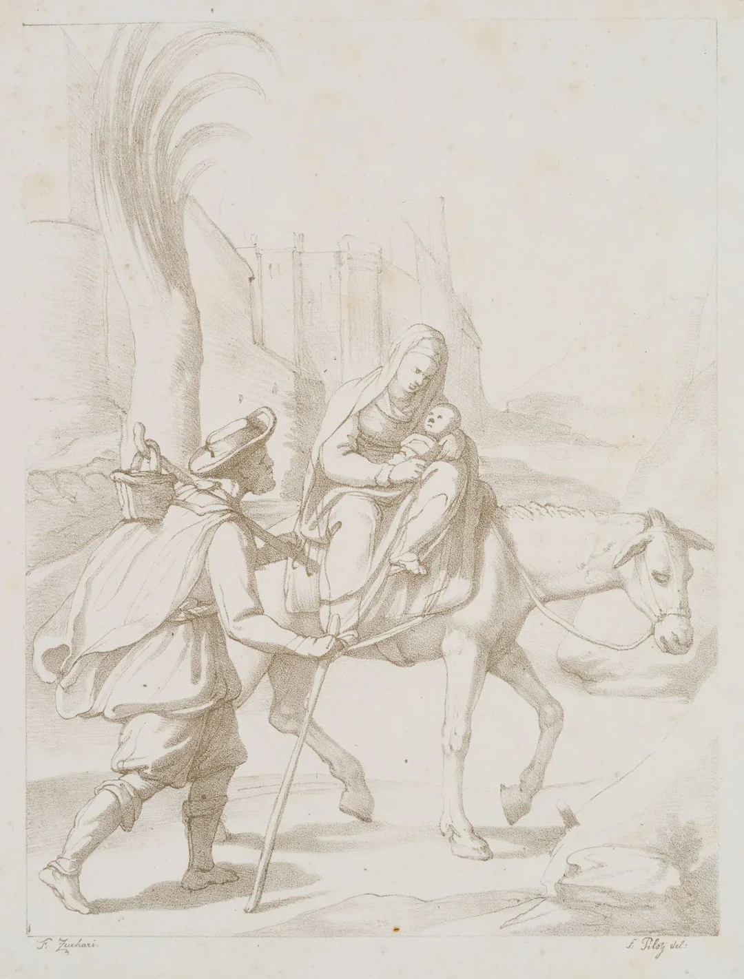 F. PILOTY (*1786) after ZUCCARI (*1540), The Flight into Egypt, around
