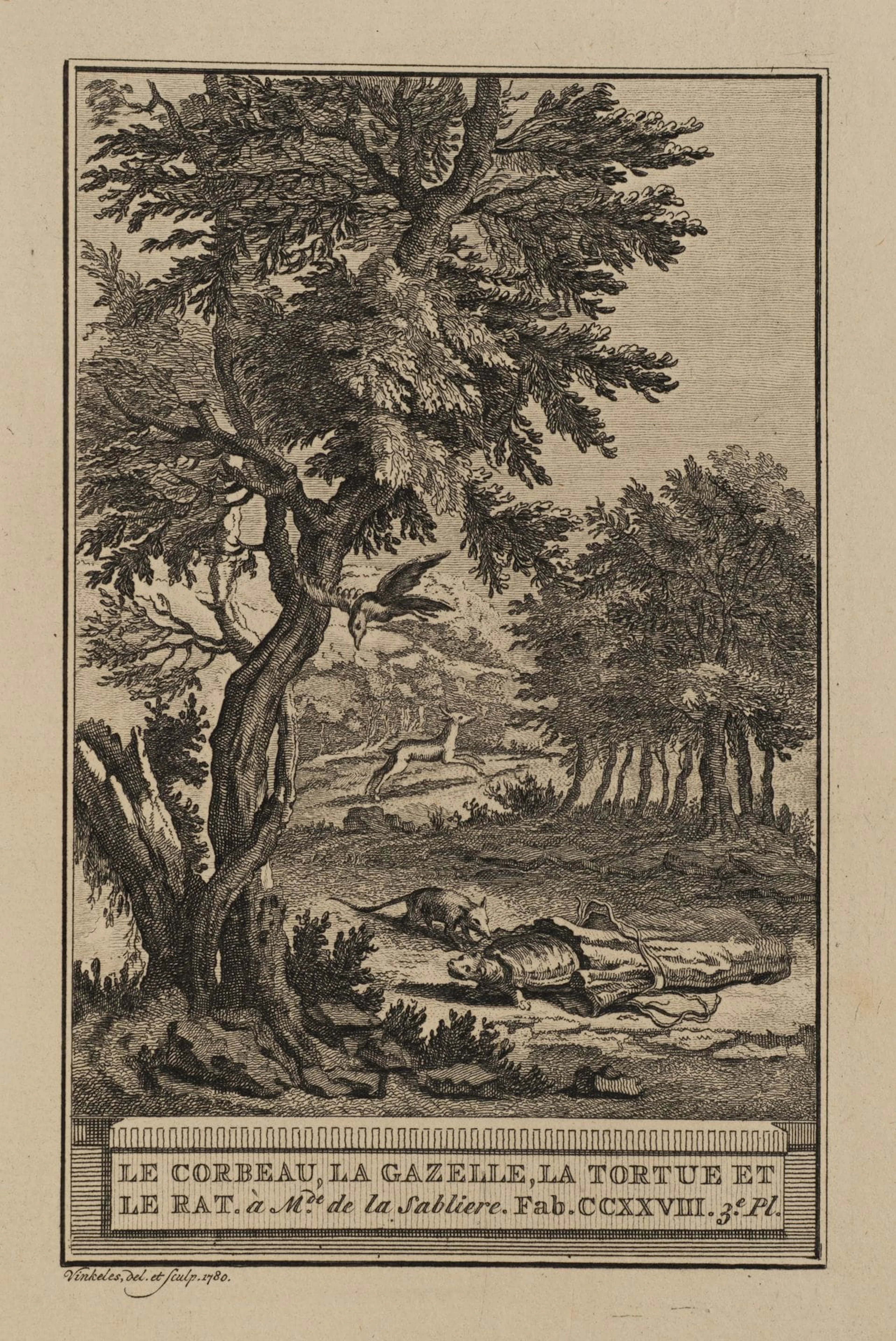 R. VINKELES (1741–1816), Raven, Gazelle, Tortoise, and Rat, 1780
