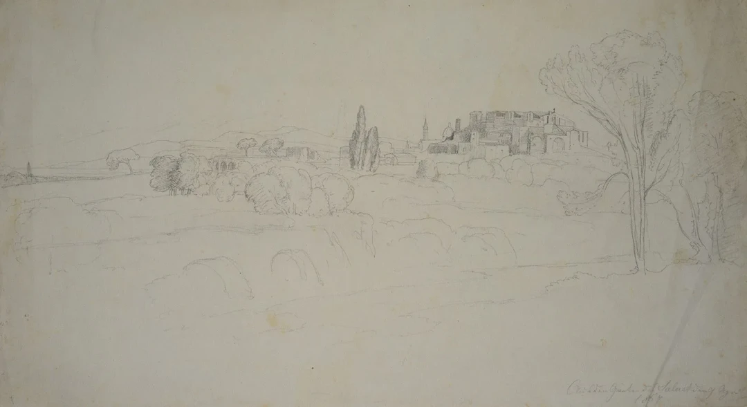 T. WEBER (1813–1875), From the Gardens of Sallust, 1867, pencil Therese