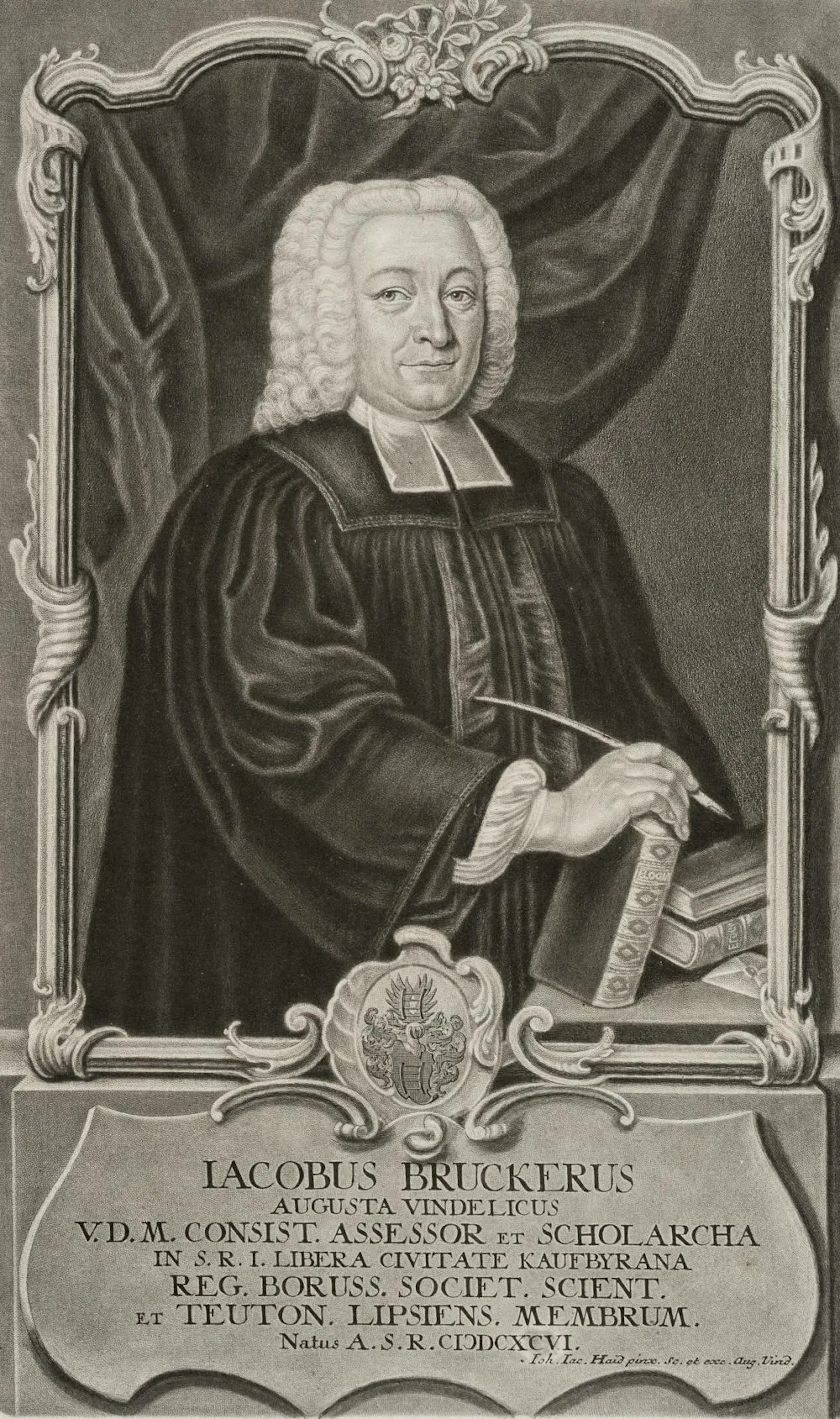 J. HAID (1704–1767), Theologian Joh. Brucker (1696–1770), circa 1750