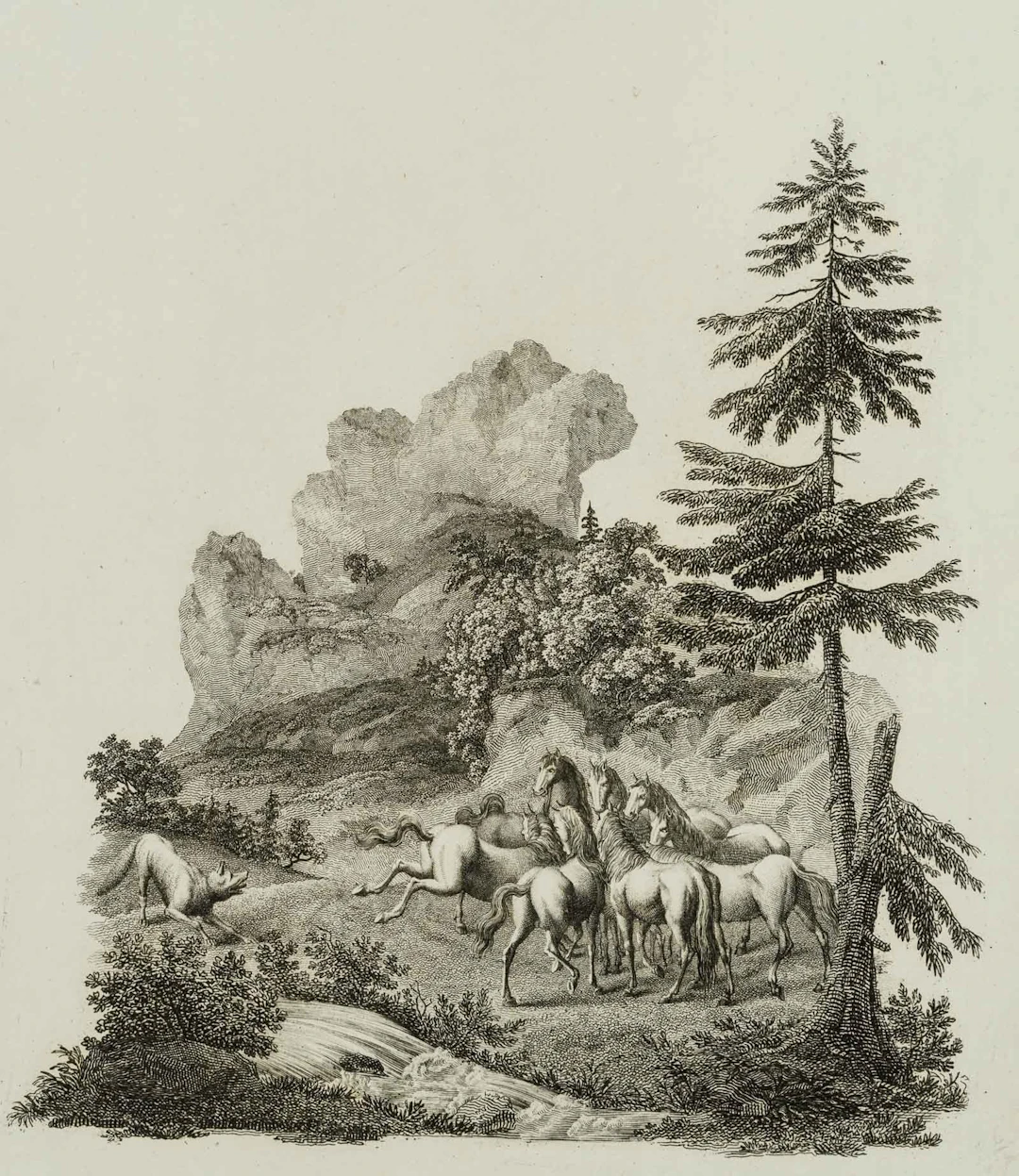 C. BERGGOLD (1759-1814) attributed, Horses in the landscape, around