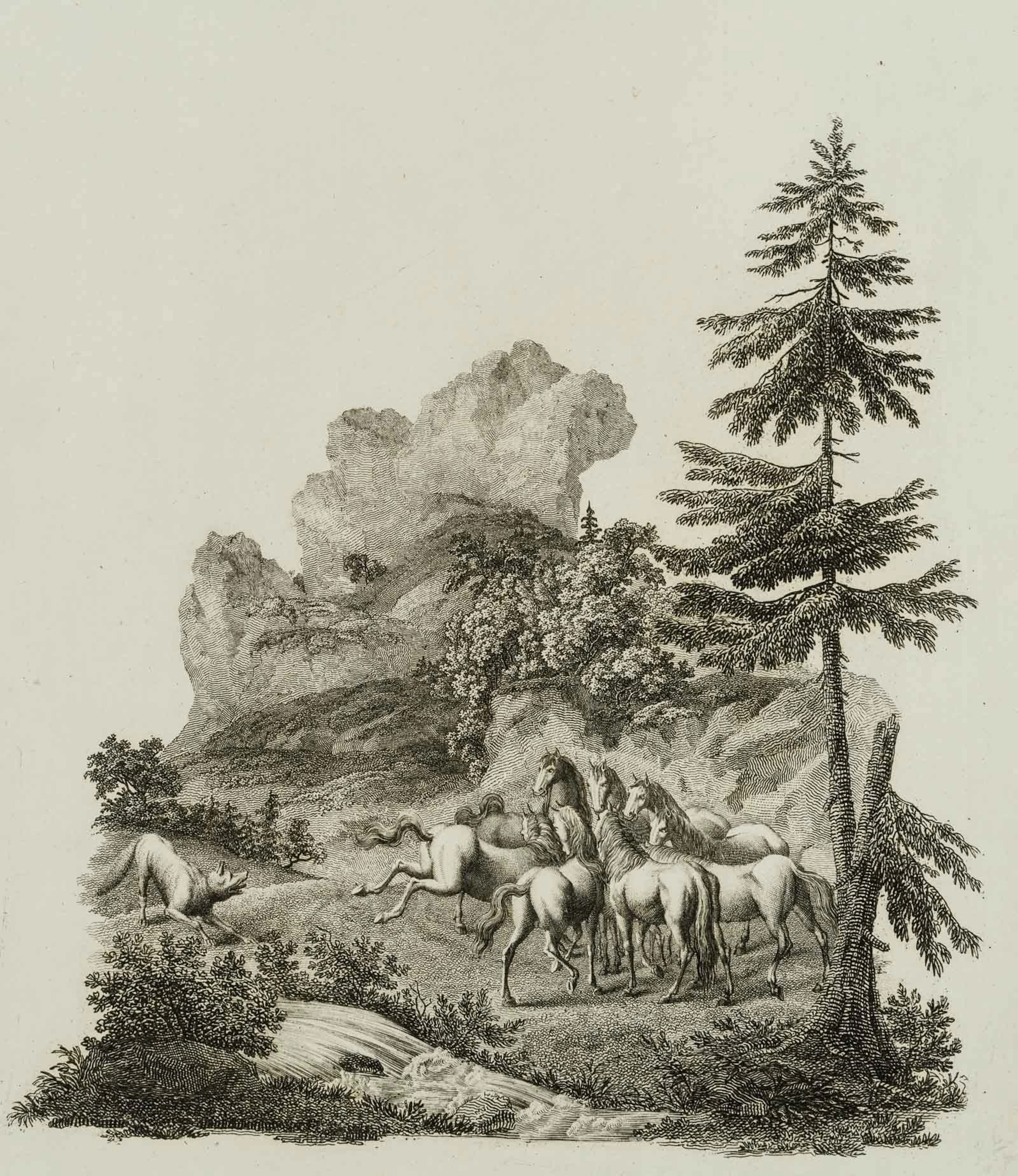 C. BERGGOLD (1759-1814) attributed, Horses in the landscape, around