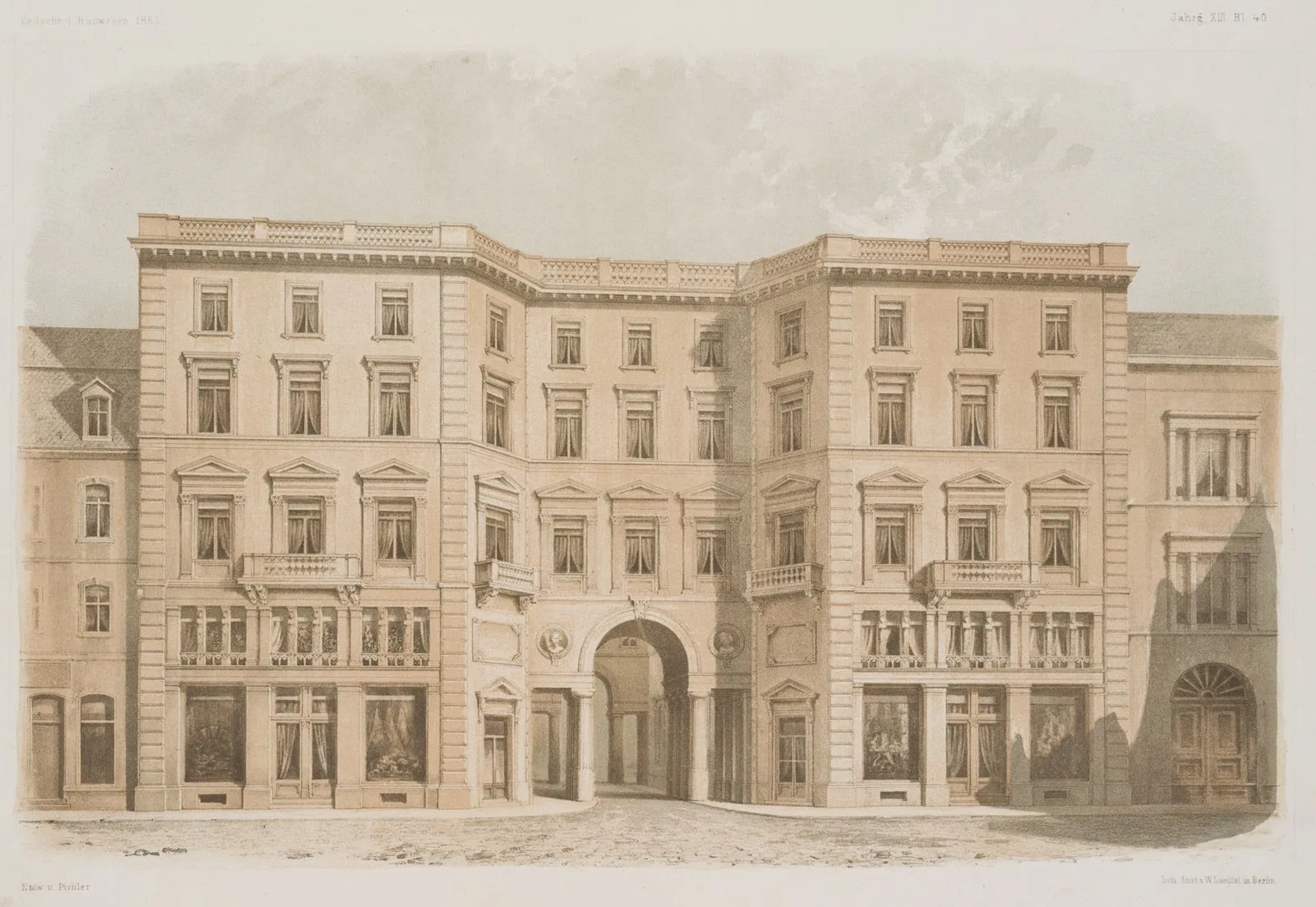 O. PILCHER (*1826), Palaces in Berlin, 1863, color lithograph Oskar