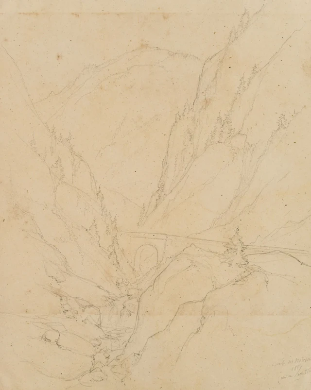E. BRETENIÈRES (*1804), Bridge at Noirvaux, Val de Travers, 1859