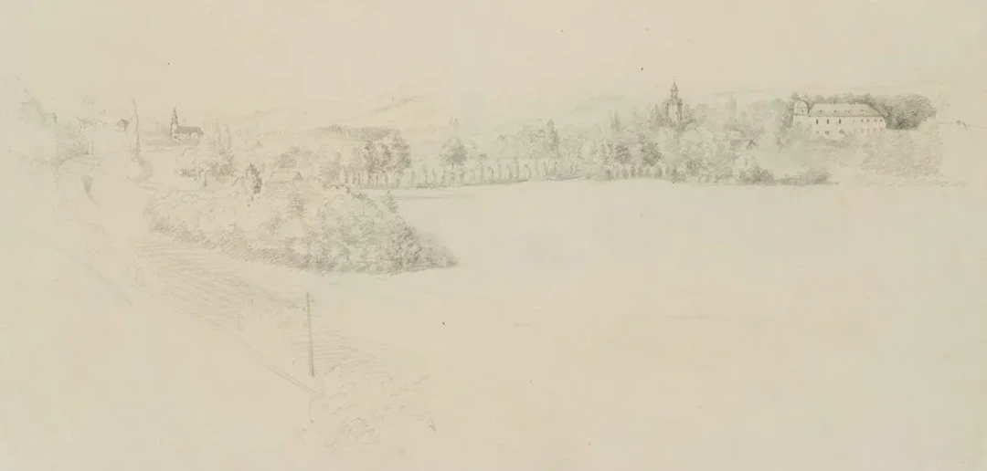 Unknown (19th), Cultural landscape, German, around 1900, Pencil Unknown