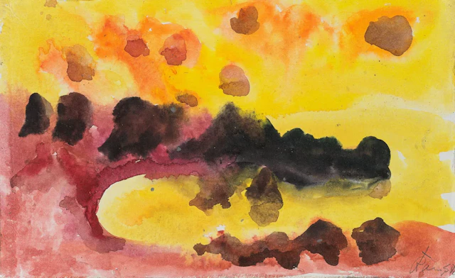C. KRUCK (1925–1985), Vulcano, View of Stromboli, 1970, Watercolor