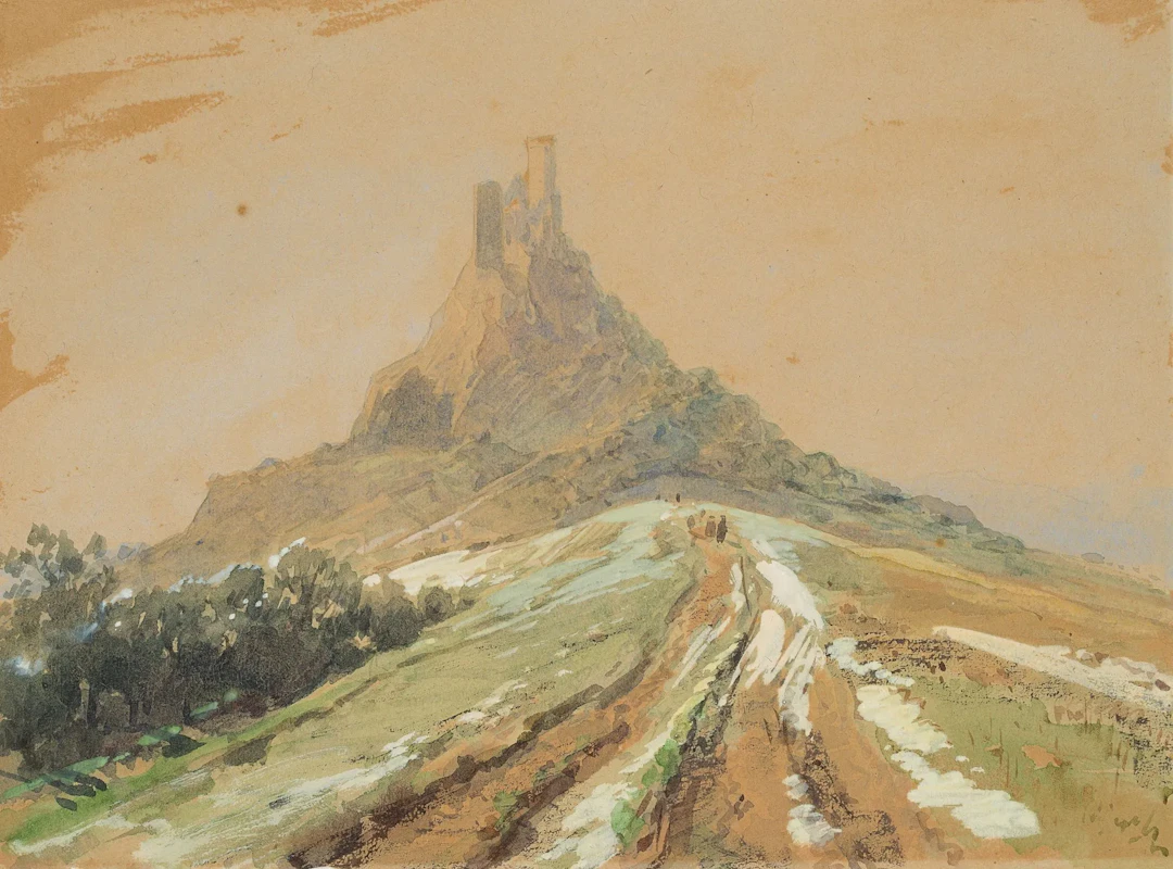 E. OEHME (1831–1907), Reichenberg Castle on the Rhine, circa 1855