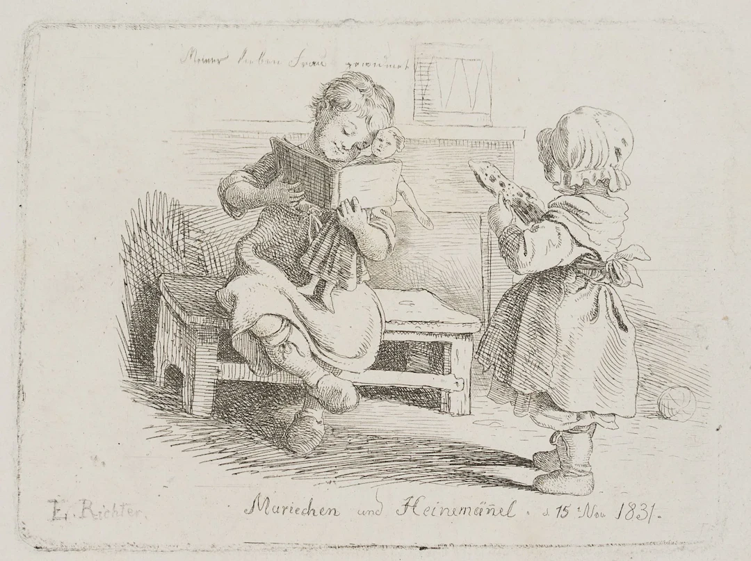 L. RICHTER (1803–1884), Mariechen and Heinemännel, 1831, Etching Ludwig
