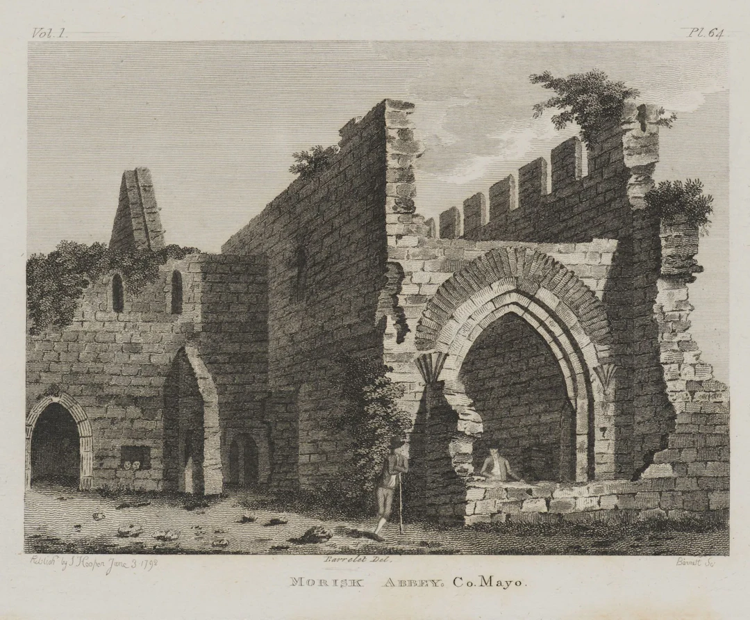 G. BARRET (1767-1842), Ruins of Murrisk Abbey, 1792, Steel engraving