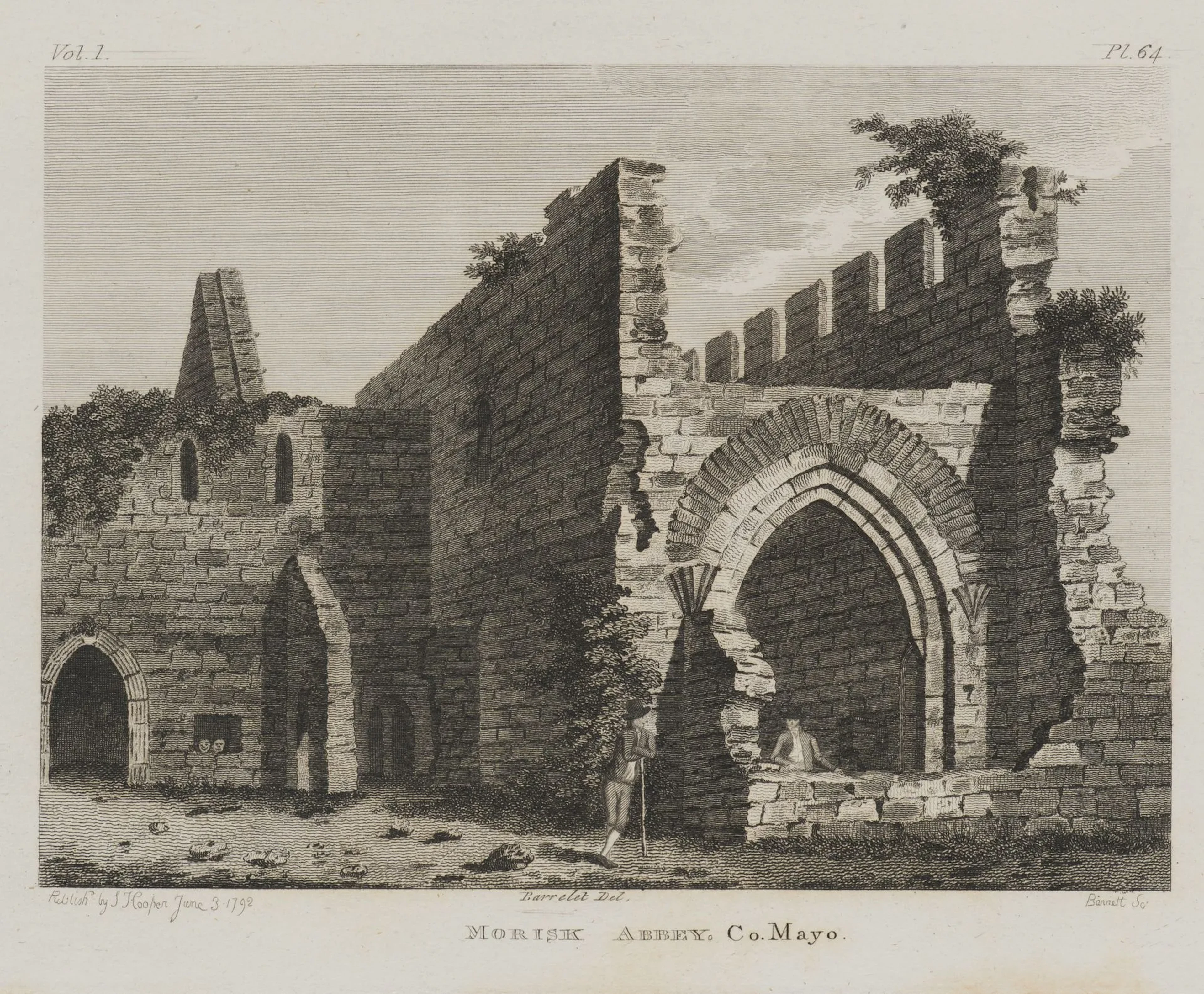 G. BARRET (1767-1842), Ruins of Murrisk Abbey, 1792, Steel engraving