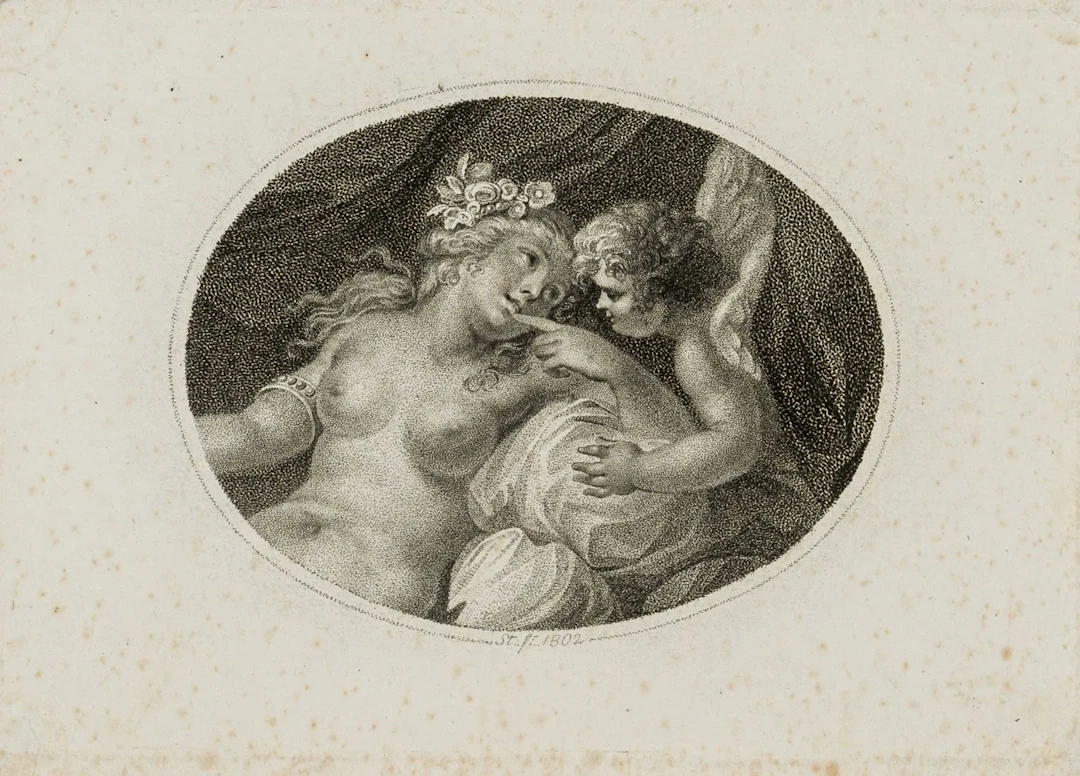 Unknown (19th), Venus and Cupid, 1802, Crayon manner Unknown (19th