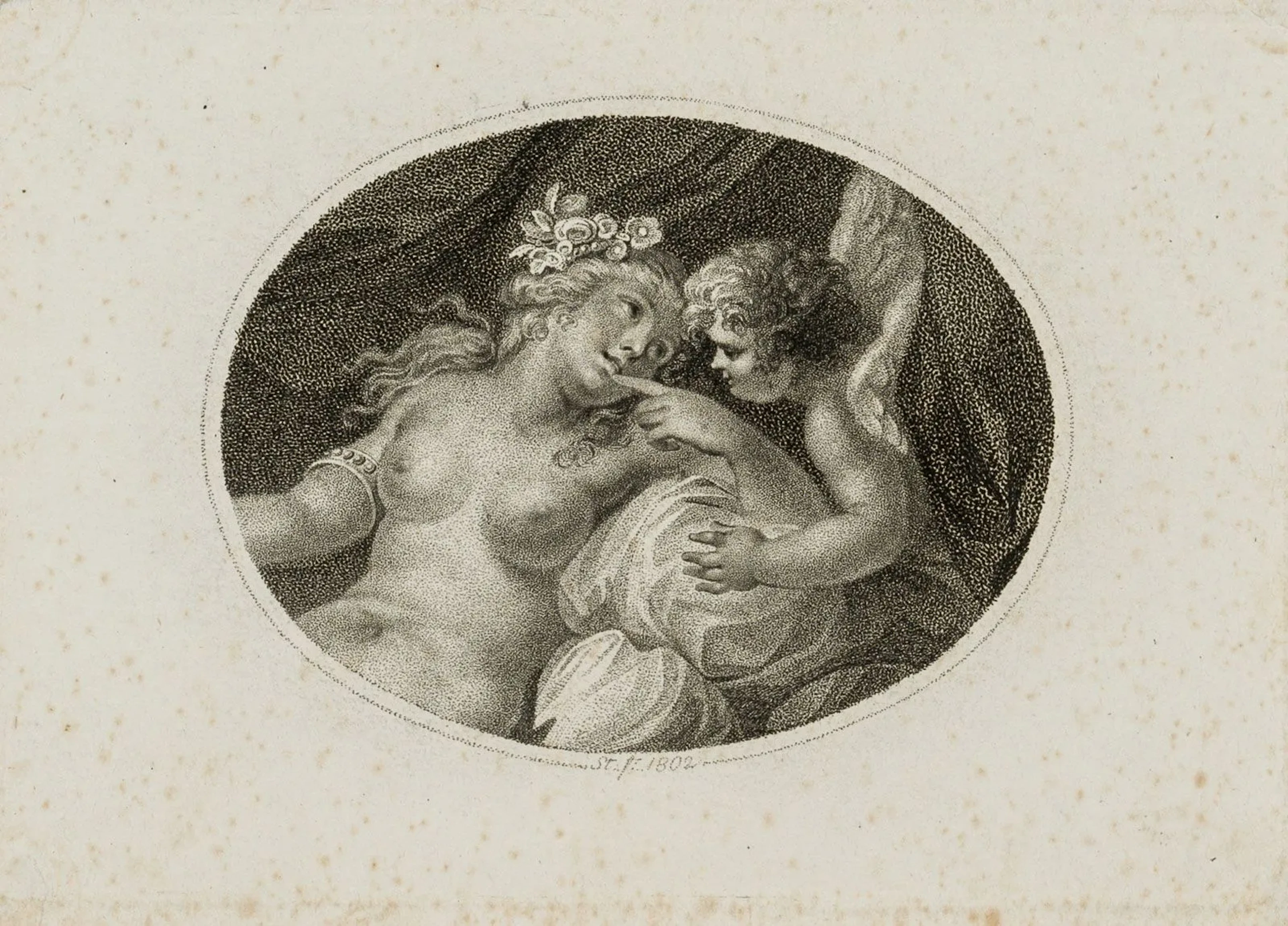 Unknown (19th), Venus and Cupid, 1802, Crayon manner Unknown (19th