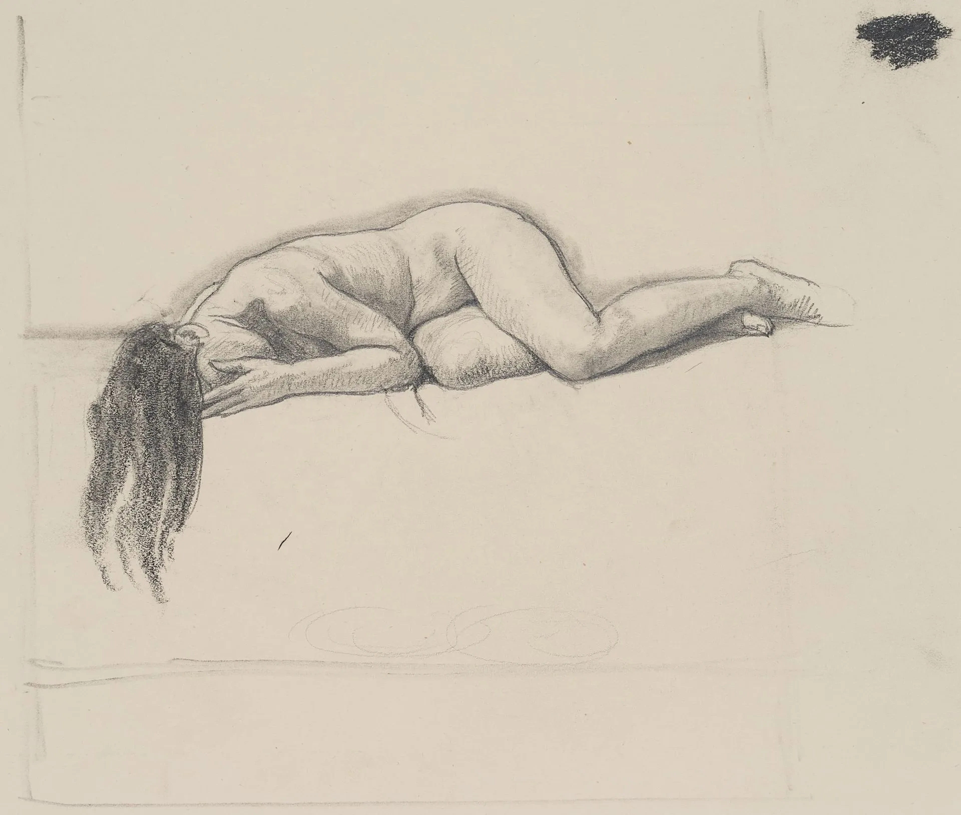 C. WALTHER (1880–1954), Mourner, Female Nude, Charcoal Carl August
