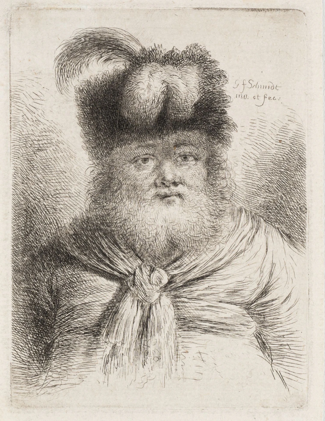 G. SCHMIDT (*1712) after REMBRANDT (*1606), Bearded Man Wearing a