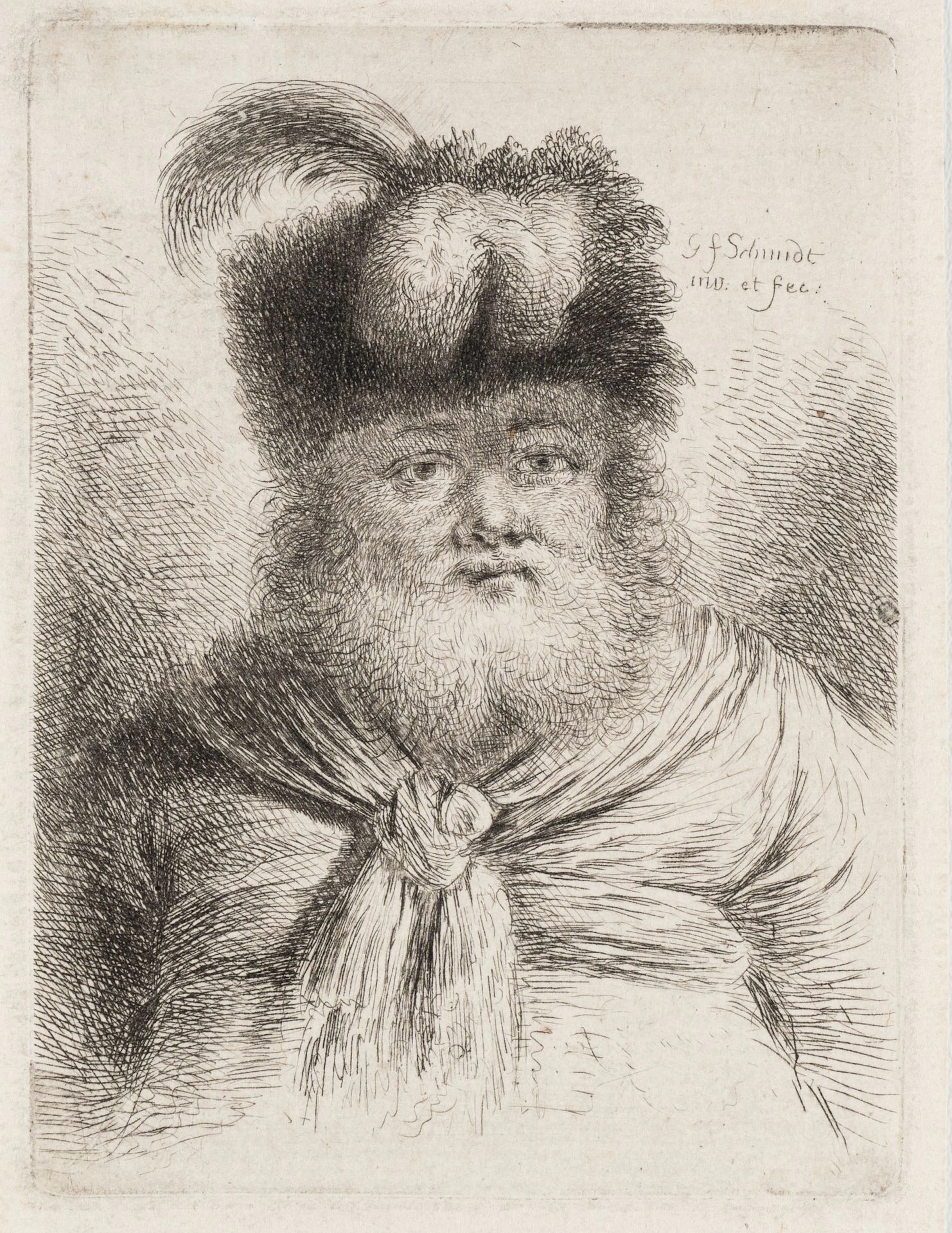 G. SCHMIDT (*1712) after REMBRANDT (*1606), Bearded Man Wearing a
