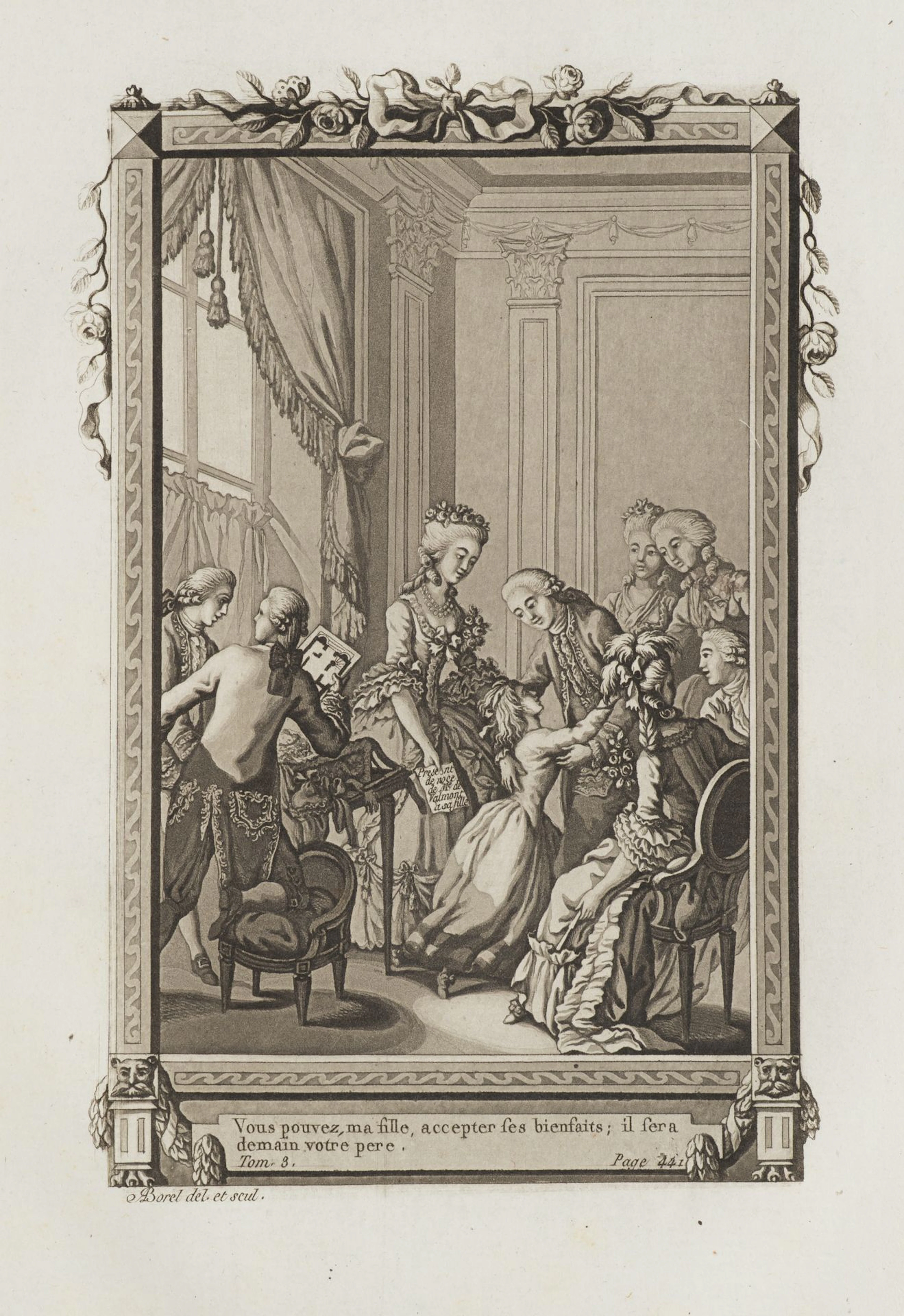 A. BOREL (1743–1810), A Courtly Scene in the Salon, Aquatint Antoine
