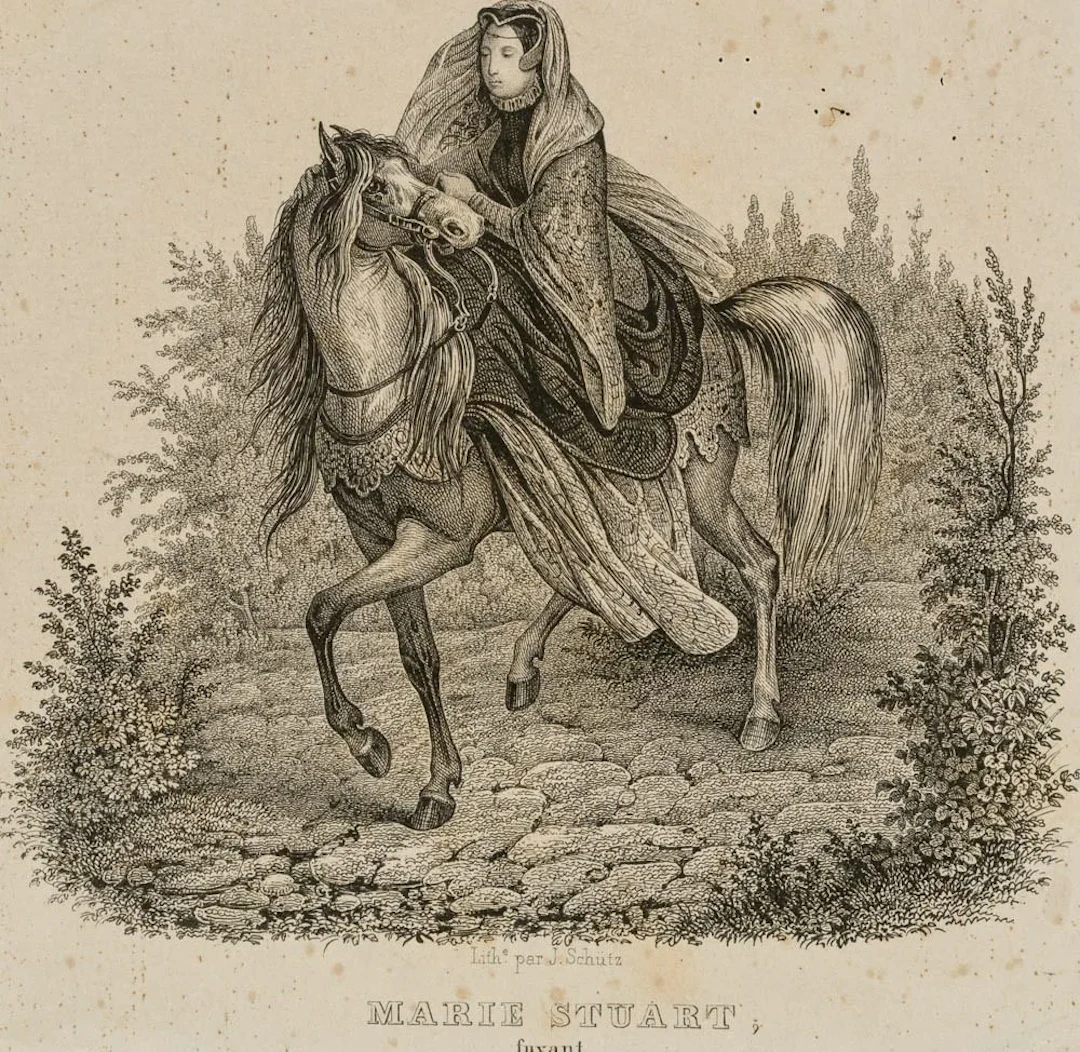 J. SCHÜTZ (19th century), Scene from *Mary, Queen of Scots*, Lithograph