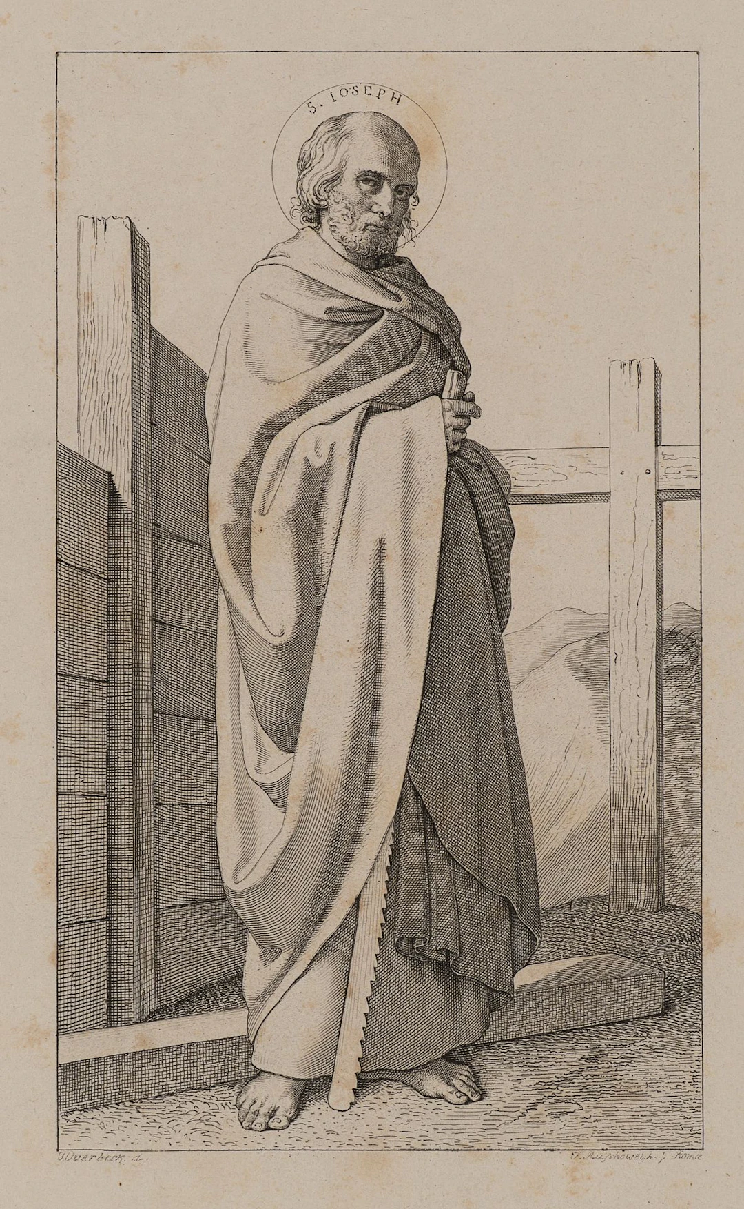 F. RUSCHEWEYH (*1785) after OVERBECK (*1789), St Joseph in a robe